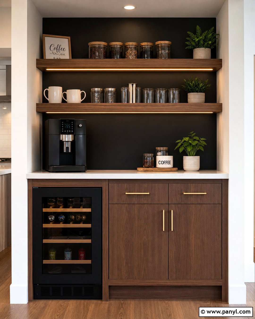 Black Accent Wall Coffee Bar - 30 black accent wall kitchen ideas