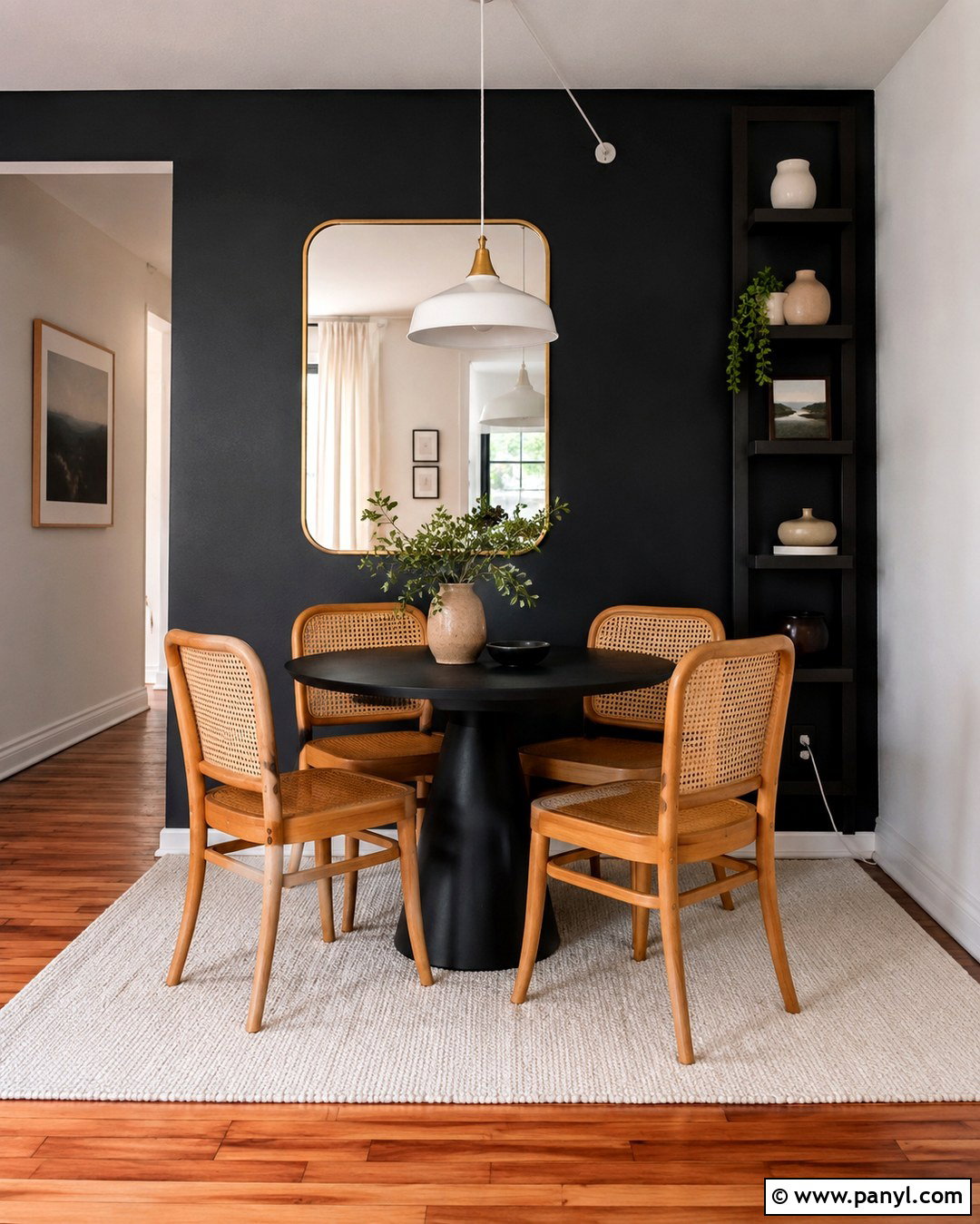 Black Accent Wall Dining Nook - 20 Black Accent Wall Apartment Ideas