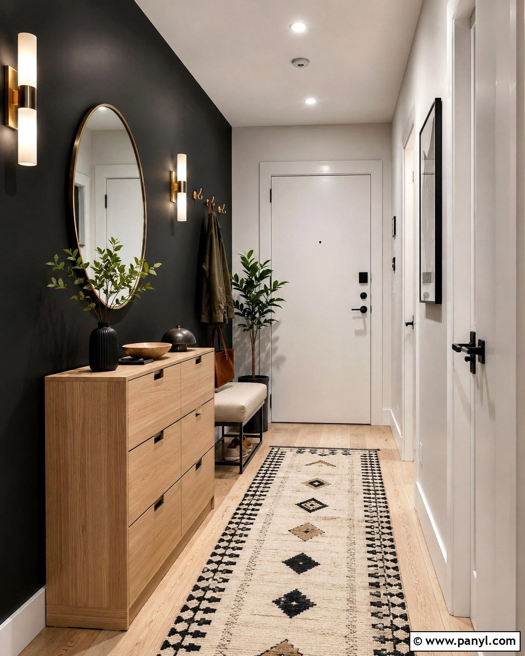 Black Accent Wall Entryway - 20 Black Accent Wall Apartment Ideas