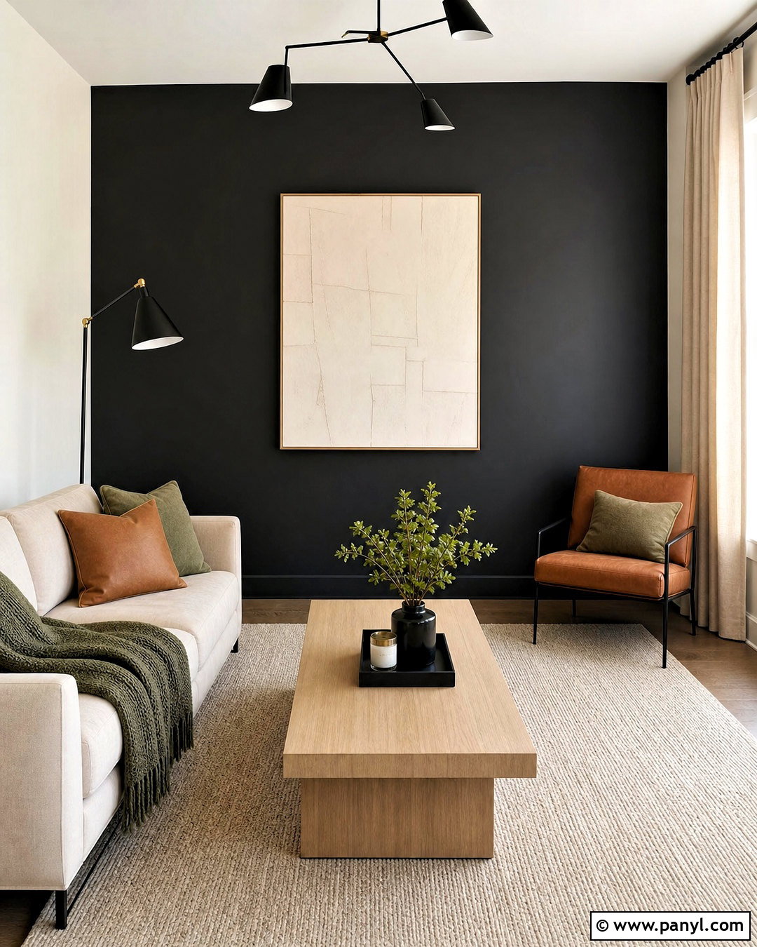 Black Accent Wall Living Room - 20 small living room paint color ideas