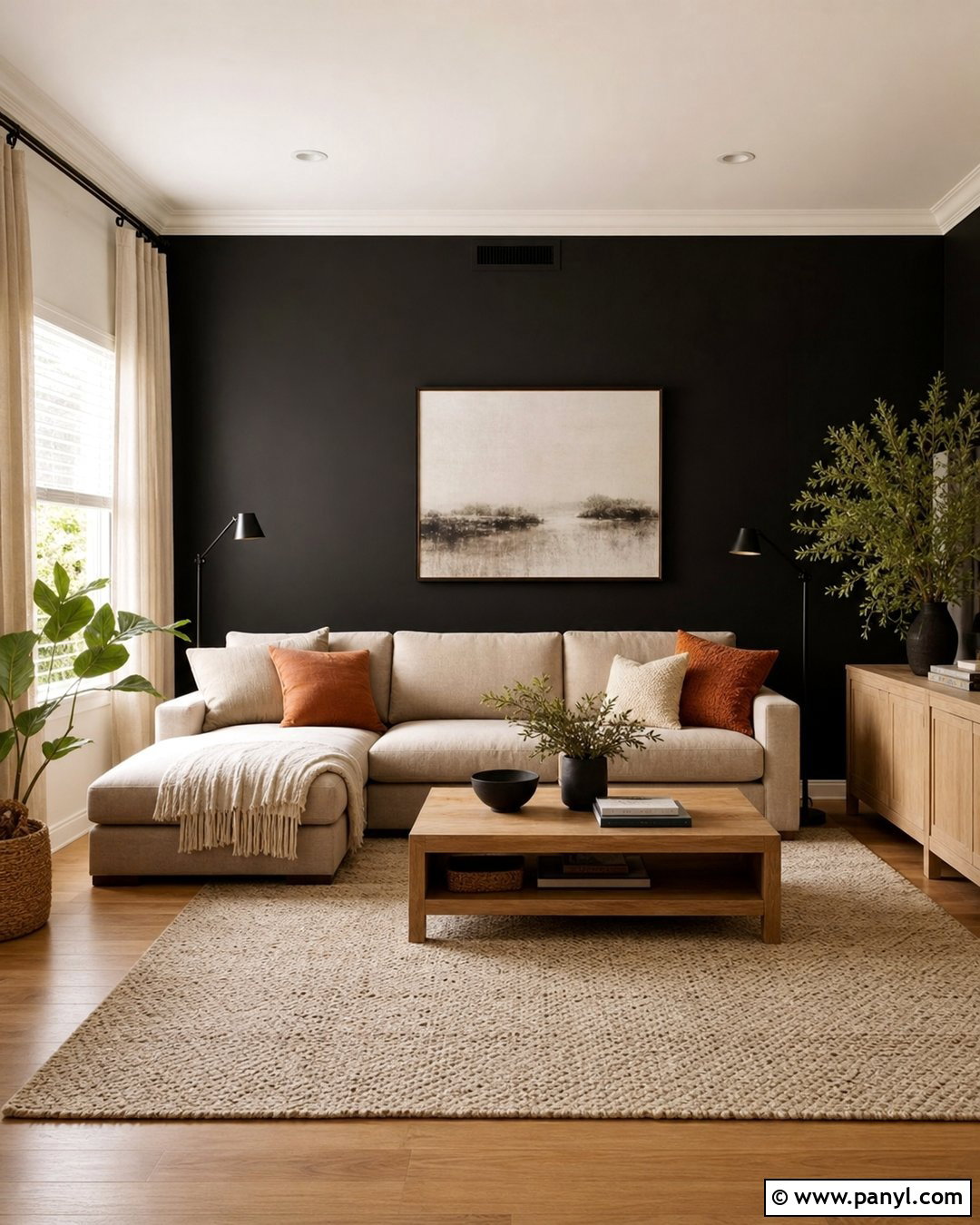 Black Accent Wall Living Room - 30 Black Wall Paint Ideas