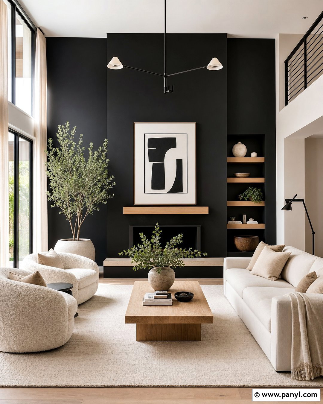 Black Accent Wall Living Room - 35 black and white walls