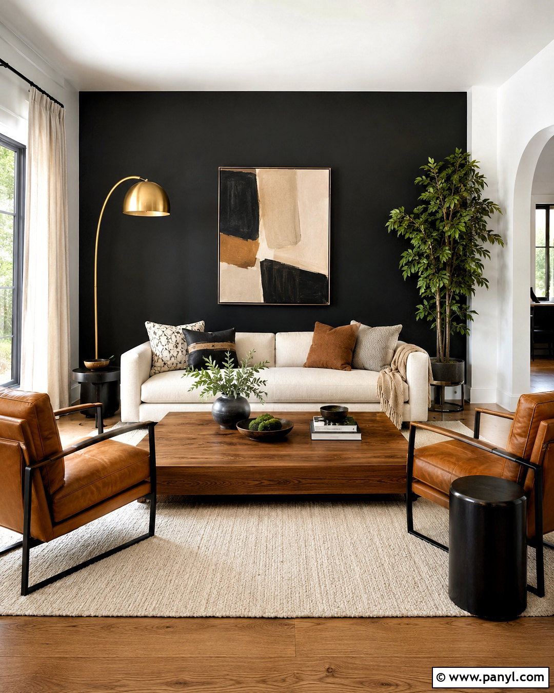 Black Accent Wall Living Room - 40 Black Painted Walls
