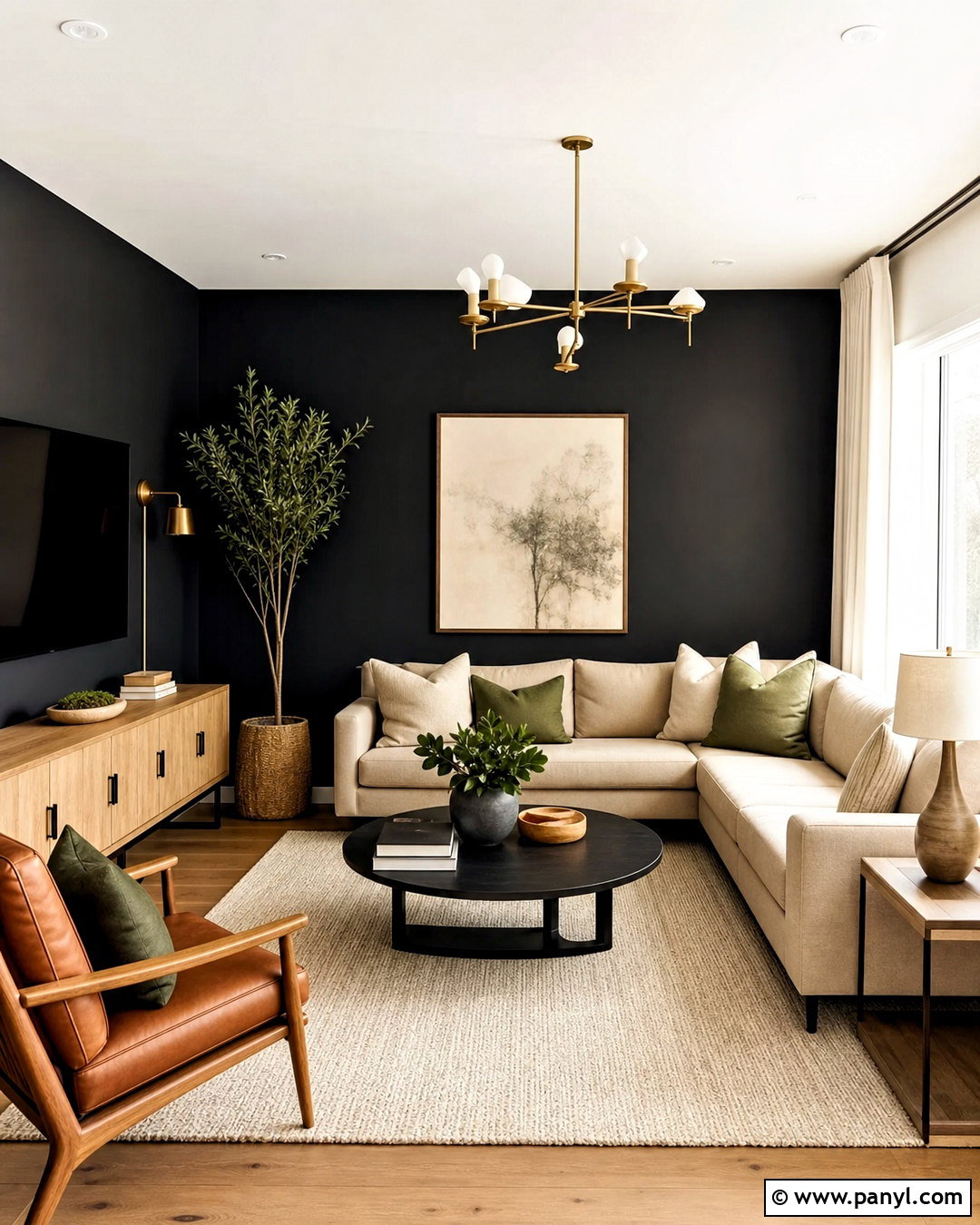 Black Accent Wall Living Room - 20 color wall ideas