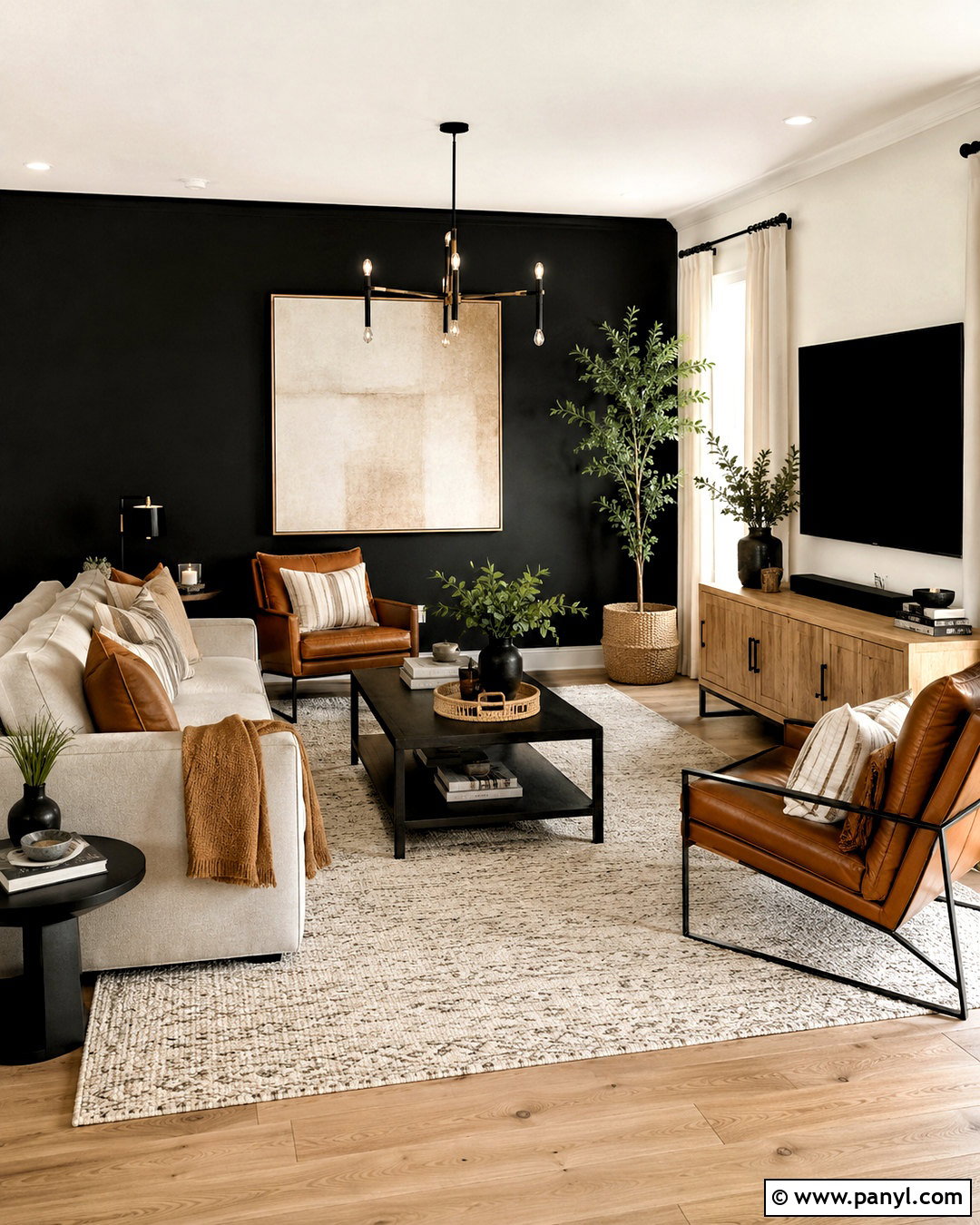 Black Accent Wall Living Room - 20 dark wall living room ideas