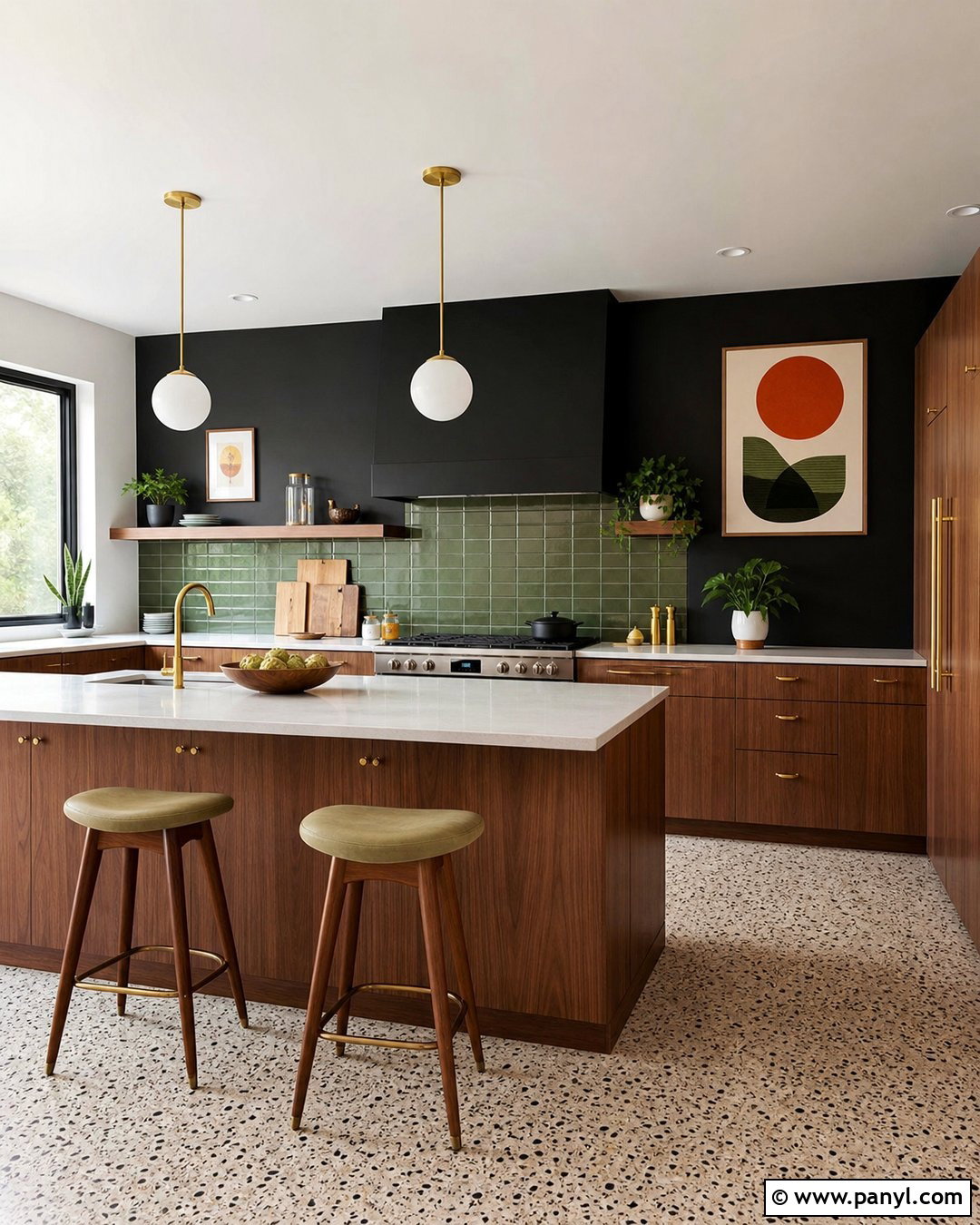 Black Accent Wall Midcentury Kitchen - 30 black accent wall kitchen ideas