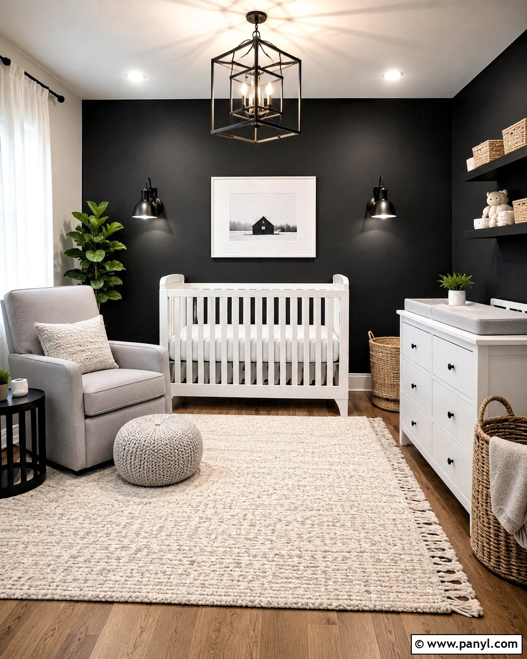 Black Accent Wall Monochrome Nursery - 20 monochrome nursery ideas