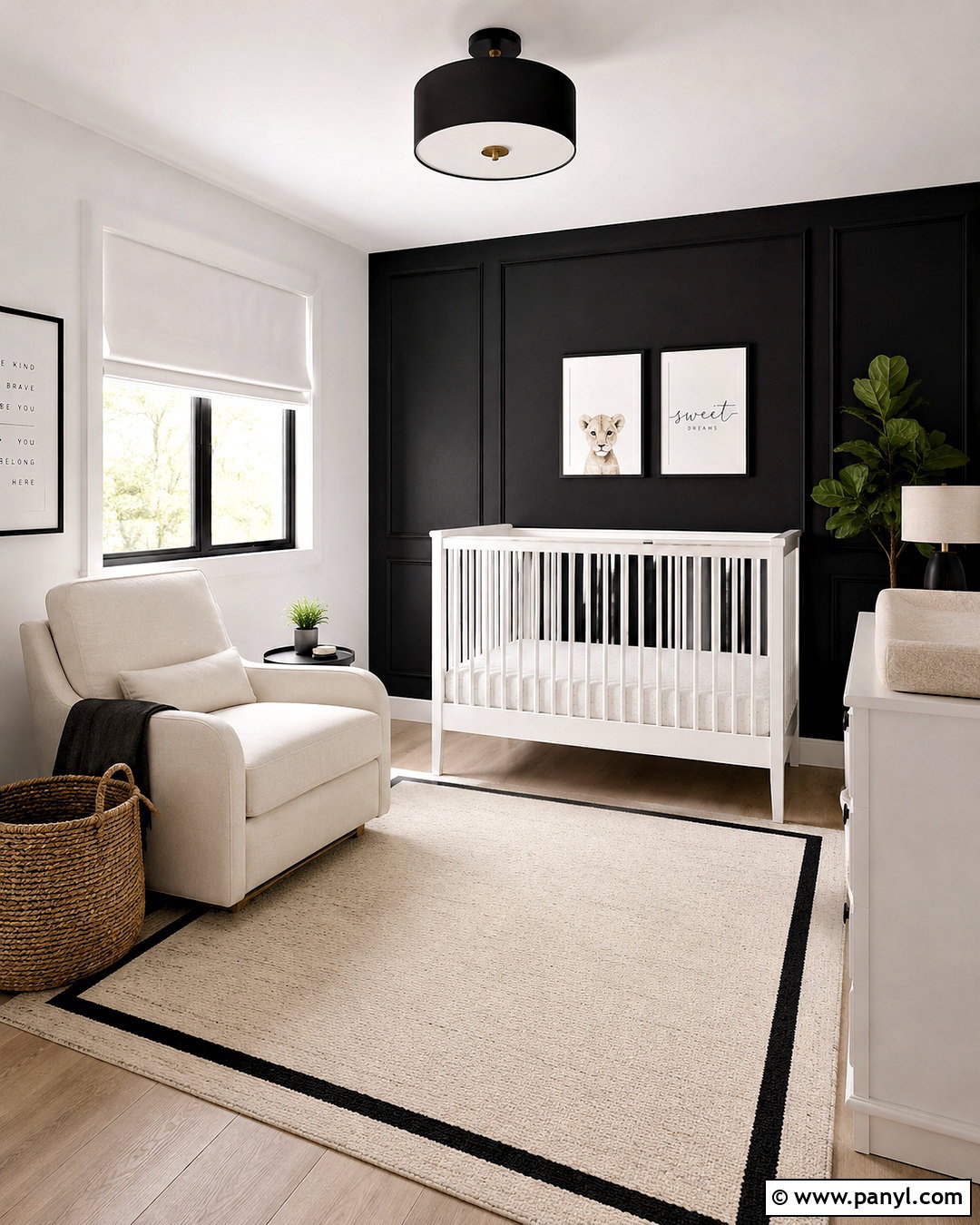 Black Accent Wall Nursery - 20 black and white baby nursery ideas