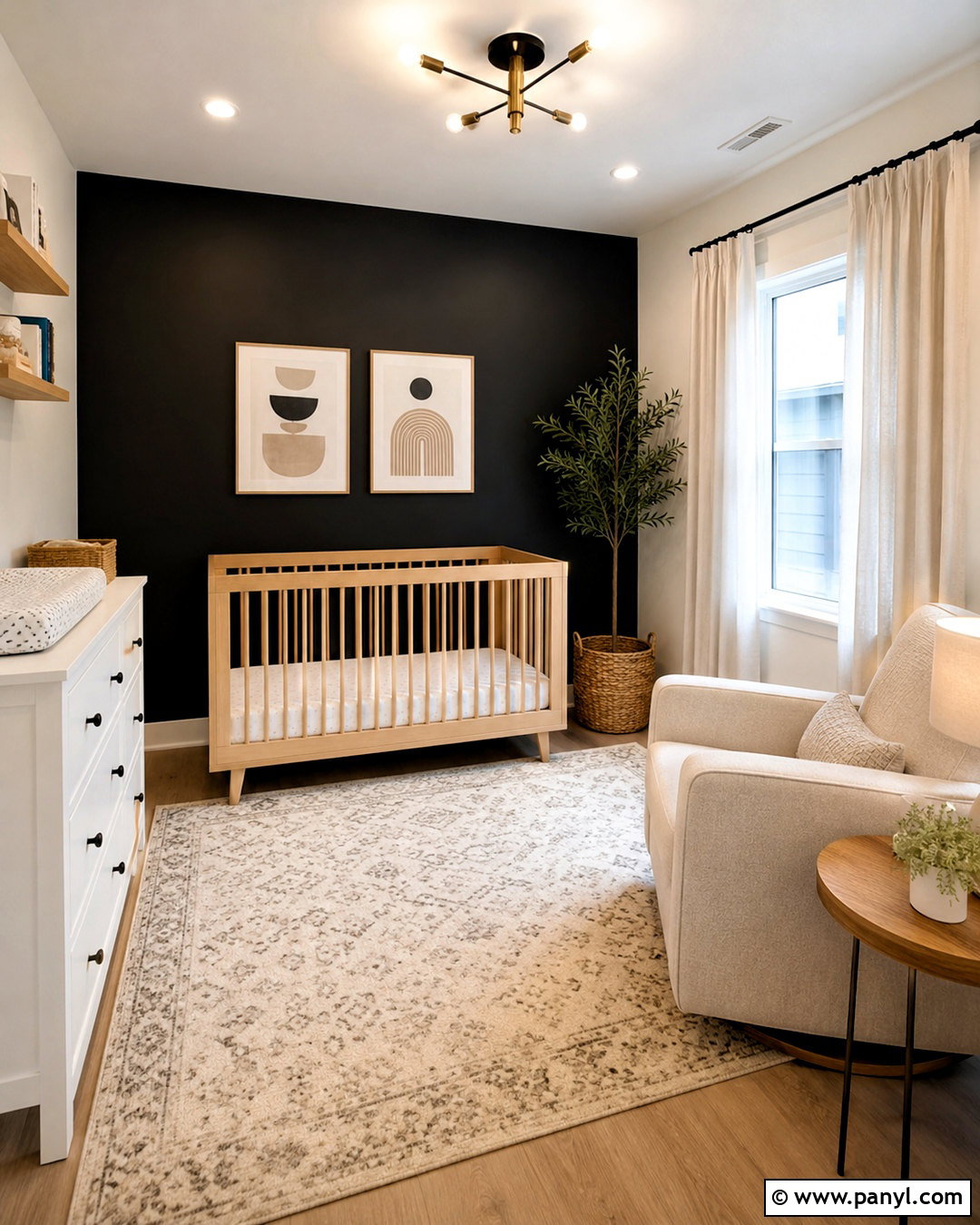 Black Accent Wall Nursery - 20 dark baby nursery ideas