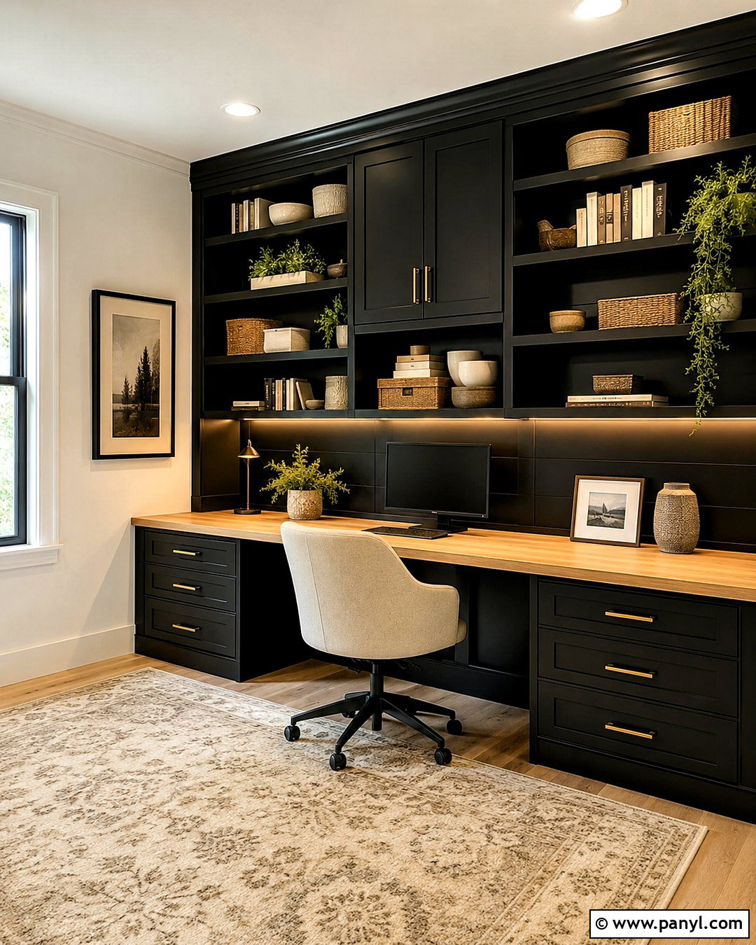 Black Accent Wall Office Built-Ins - 40 black accent walls