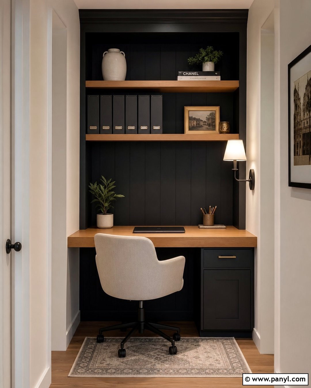 Black Accent Wall Office Nook - 35 Black Accent Wall Office Ideas