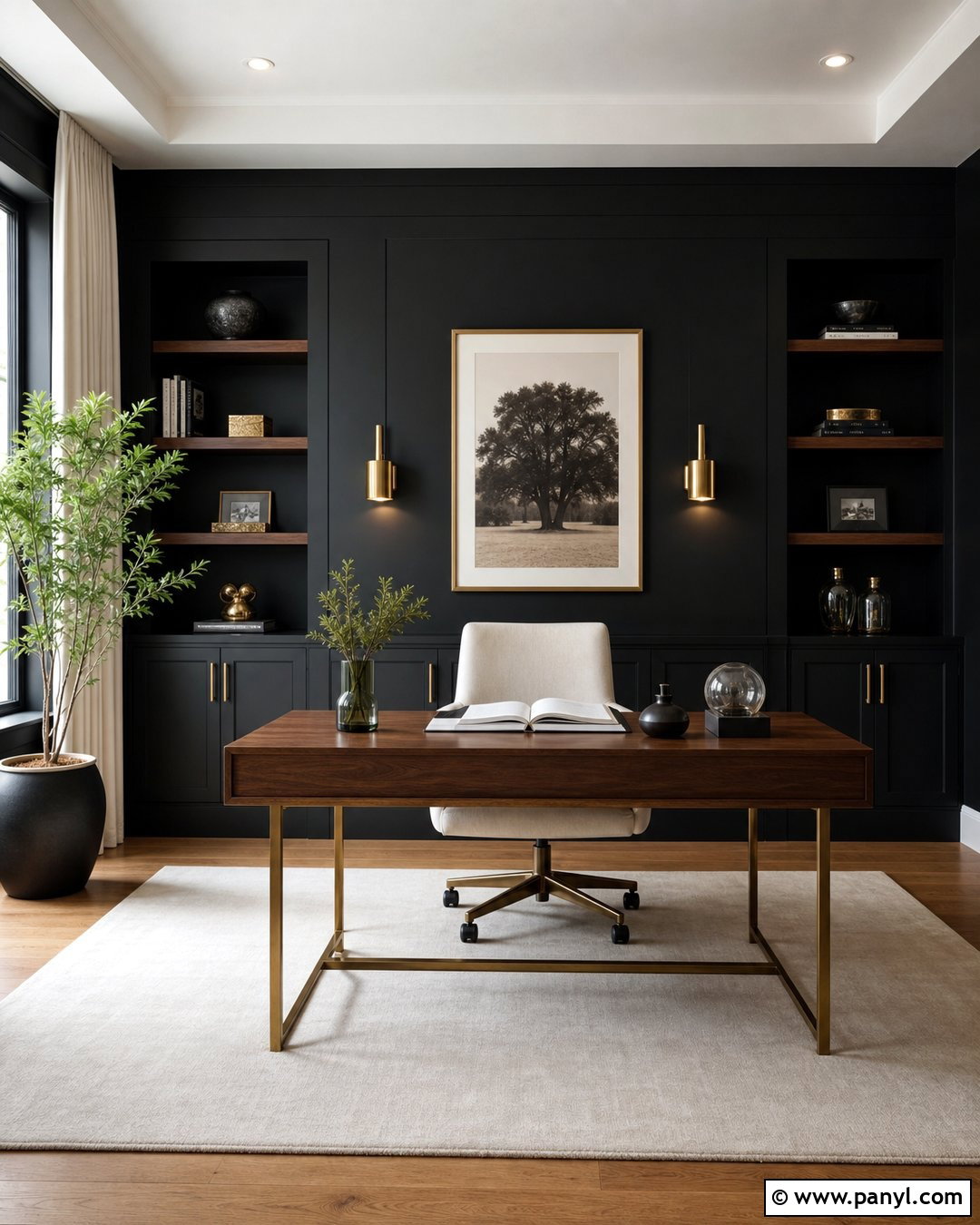 35 Black Accent Wall Office Ideas for a Focused Workspace