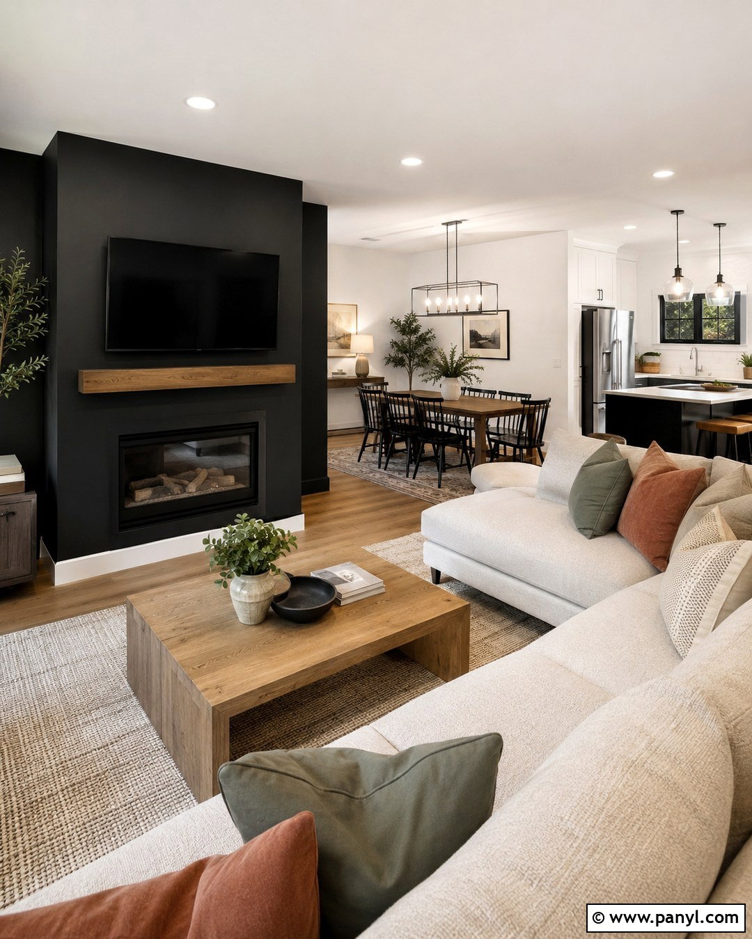 Black Accent Wall Open Concept Family Room - 20 Black Accent Wall Family Room Ideas