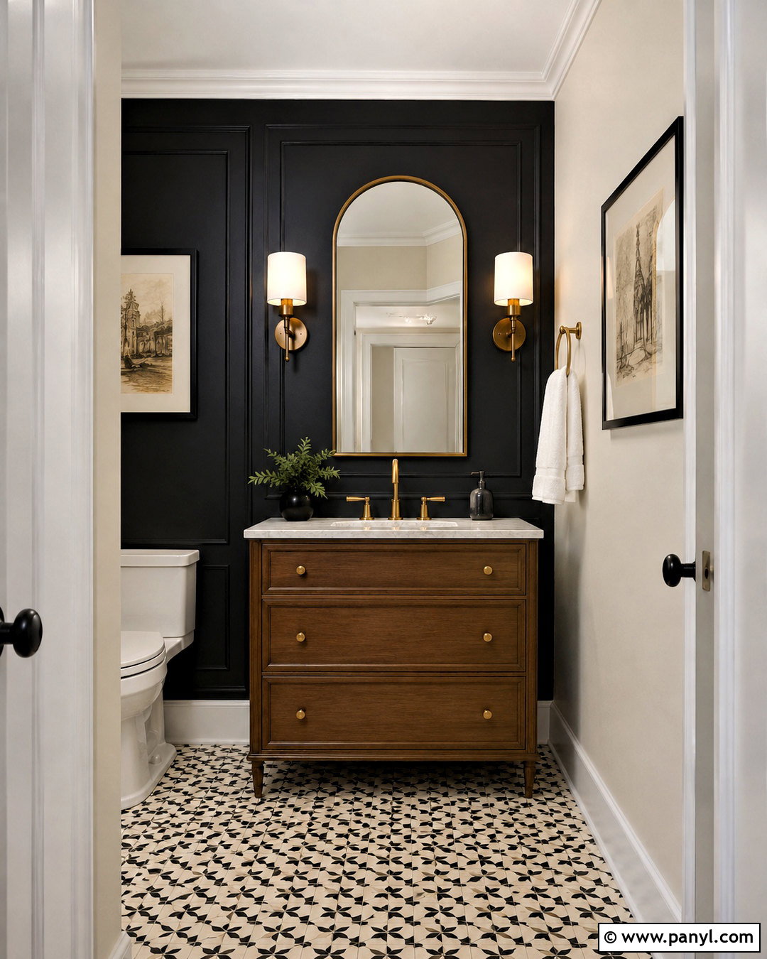 Black Accent Wall Powder Room - 40 black accent walls