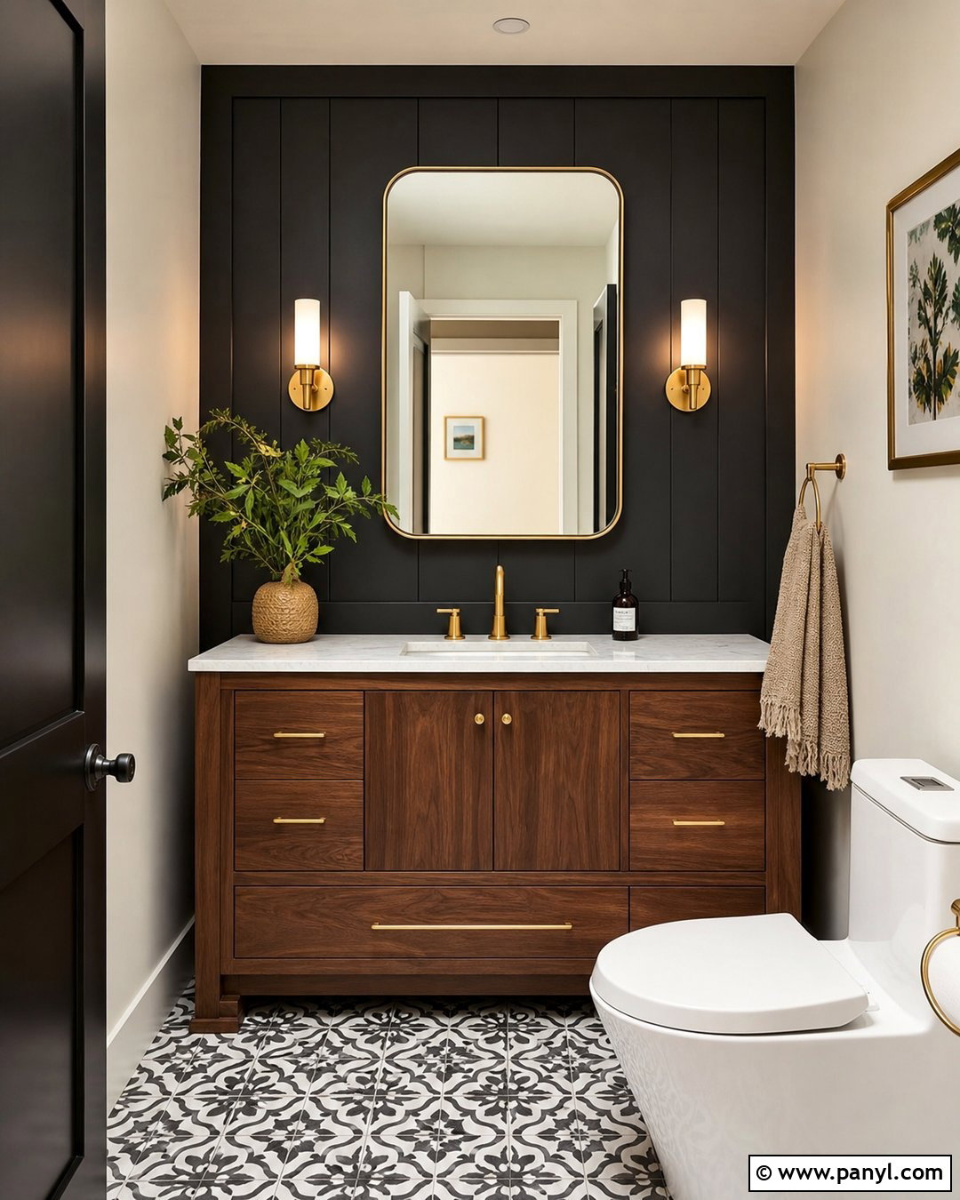 Black Accent Wall Powder Room - 30 Accent Wall Black Ideas