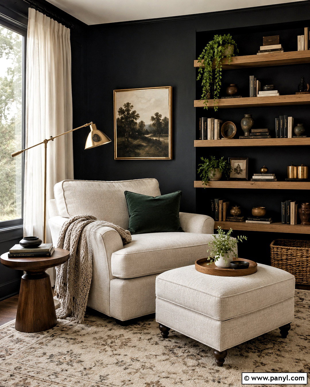 Black Accent Wall Reading Nook - 40 black accent walls