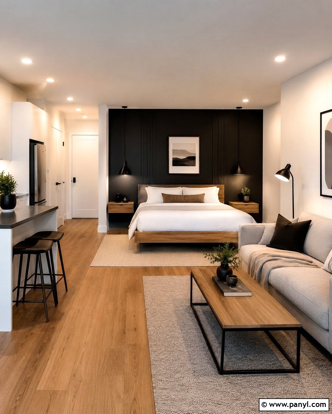 Black Accent Wall Studio Apartment Divider - 20 Black Accent Wall Apartment Ideas