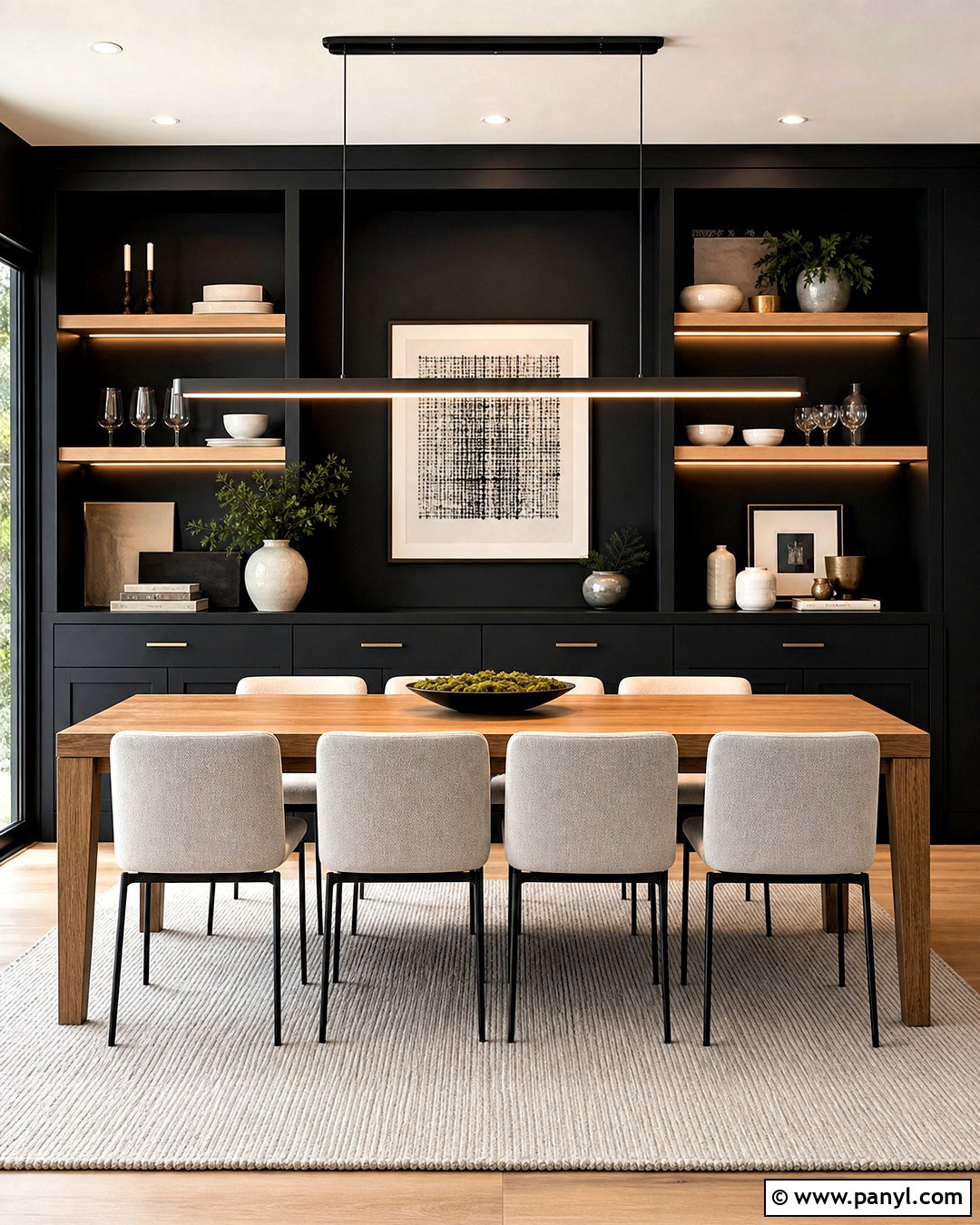 Black Accent Wall With Built-In Storage - 20 black accent wall dining room ideas