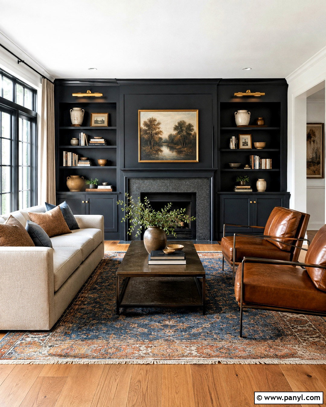 Black Accent Wall With Built-Ins - 40 black accent walls