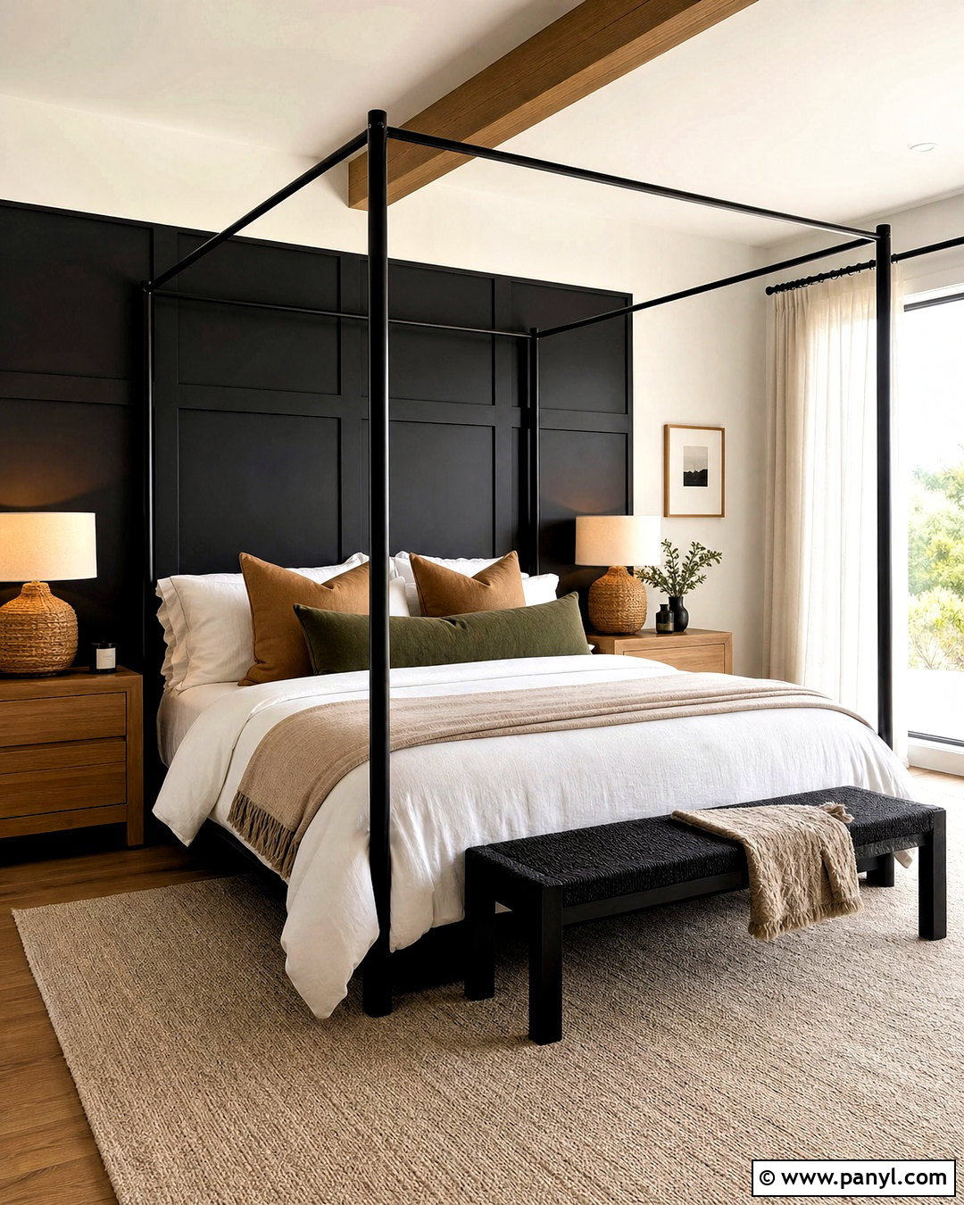 Black Accent Wall With Canopy Bed - 20 dark accent wall bedroom ideas