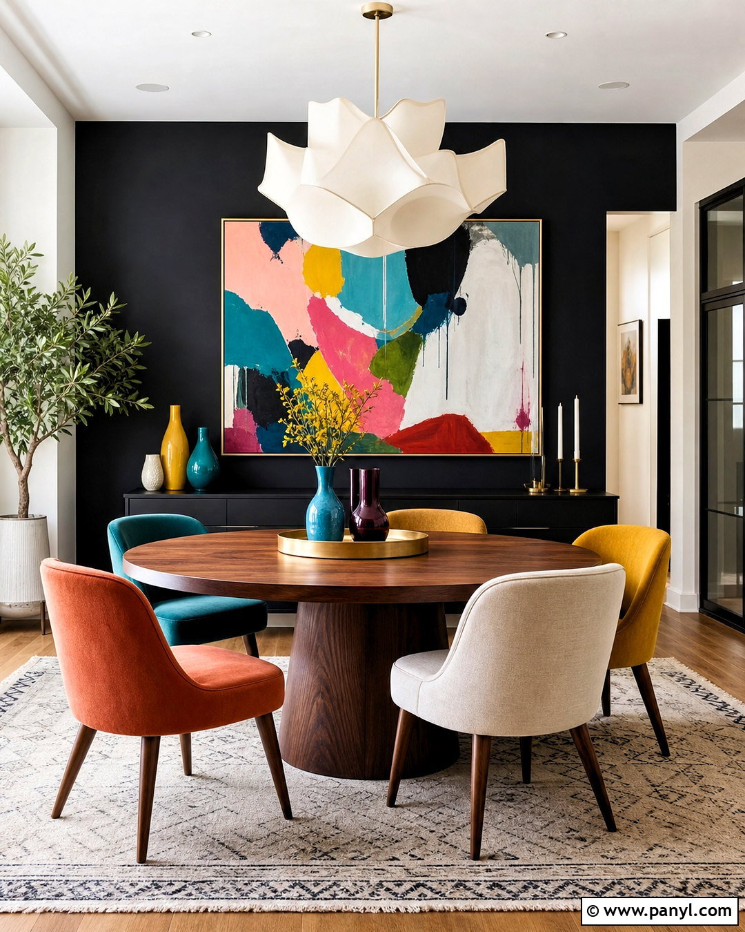 Black Accent Wall With Colorful Decor - 20 black accent wall dining room ideas