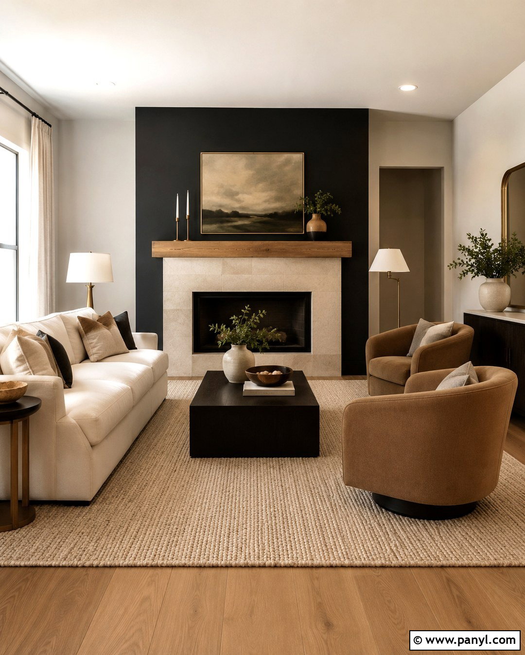 Black Accent Wall With Fireplace - 20 Black Accent Wall Family Room Ideas