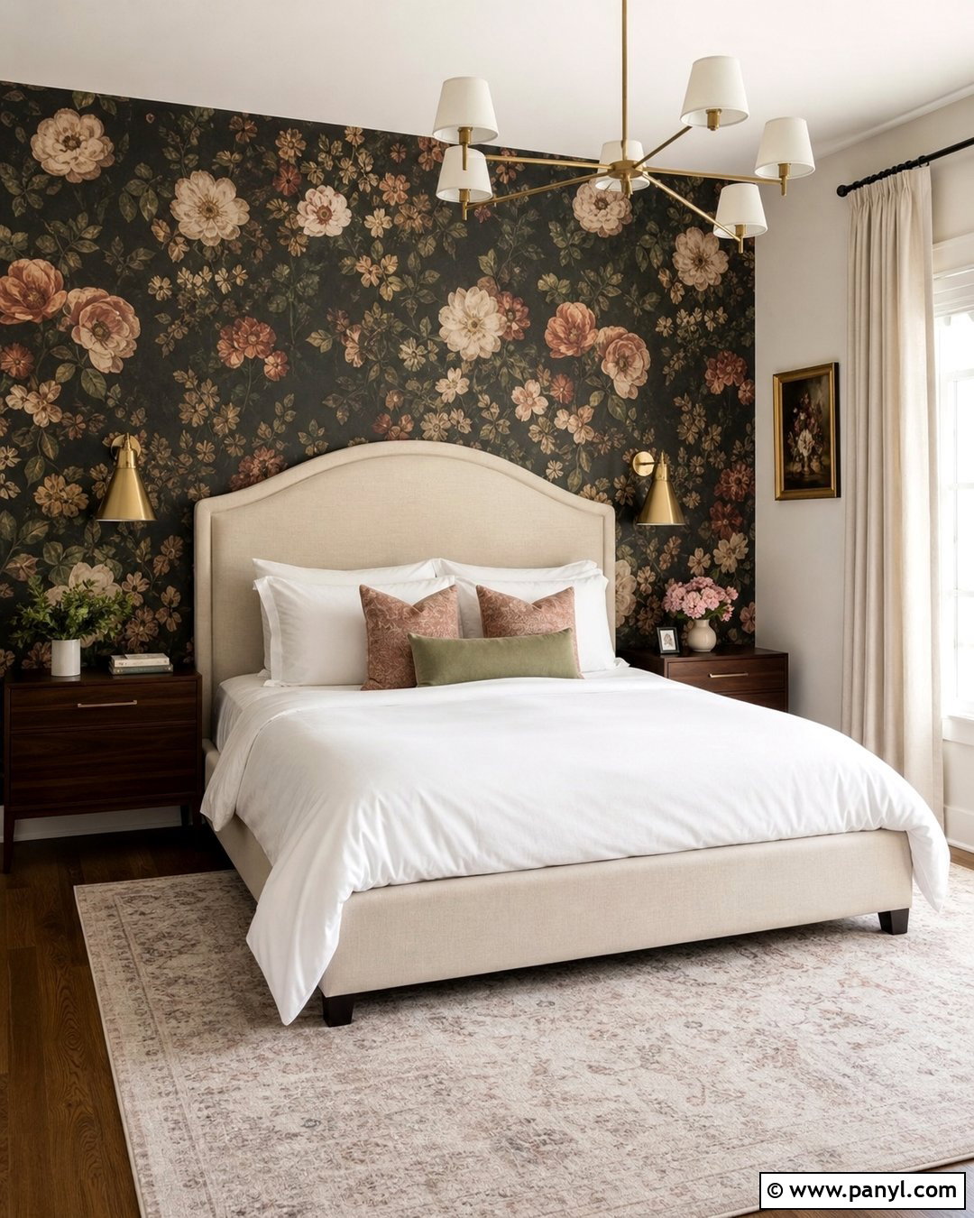Black Accent Wall With Floral Wallpaper - 30 Accent Wall Black Ideas