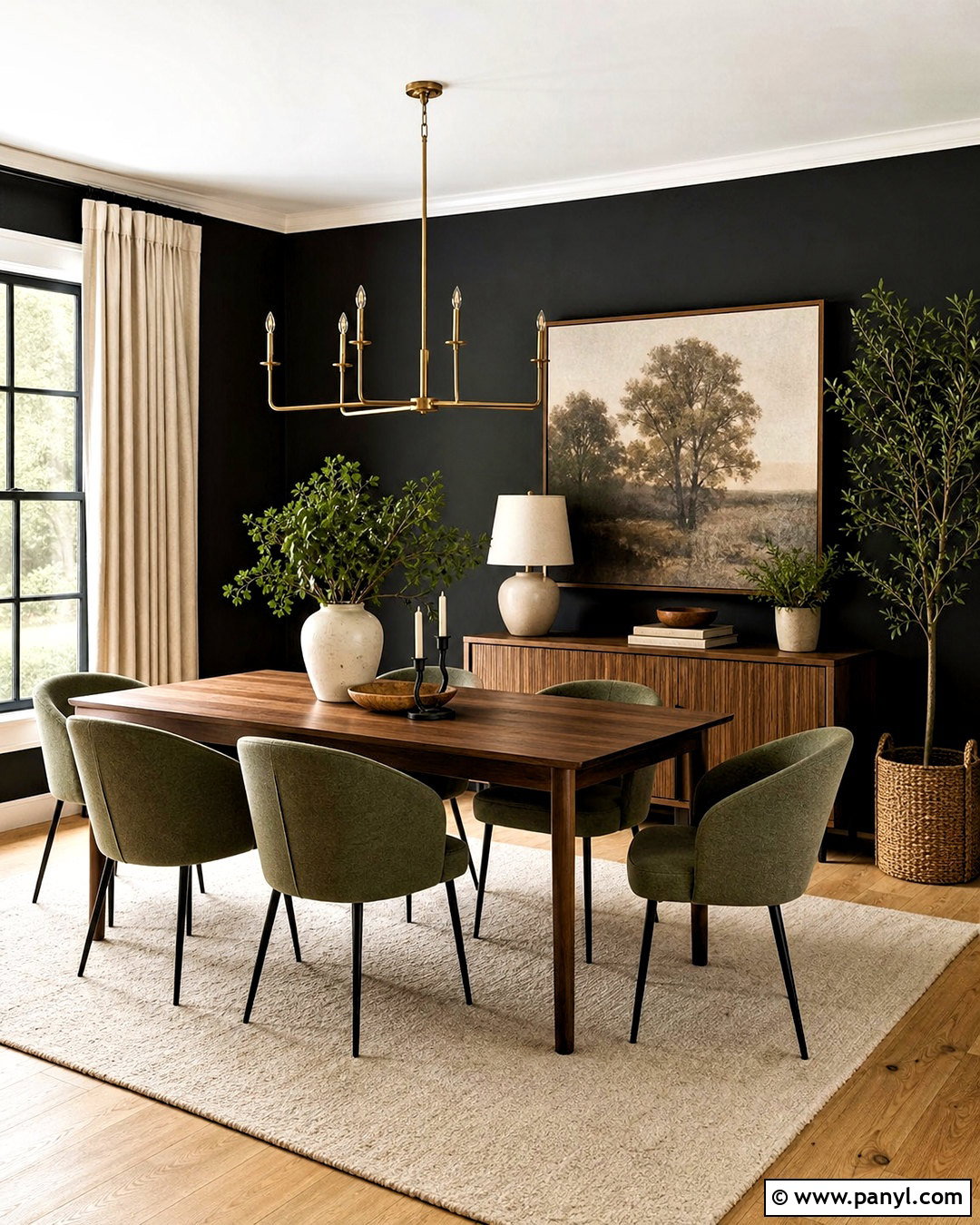 Black Accent Wall With Green Chairs - 20 black accent wall dining room ideas