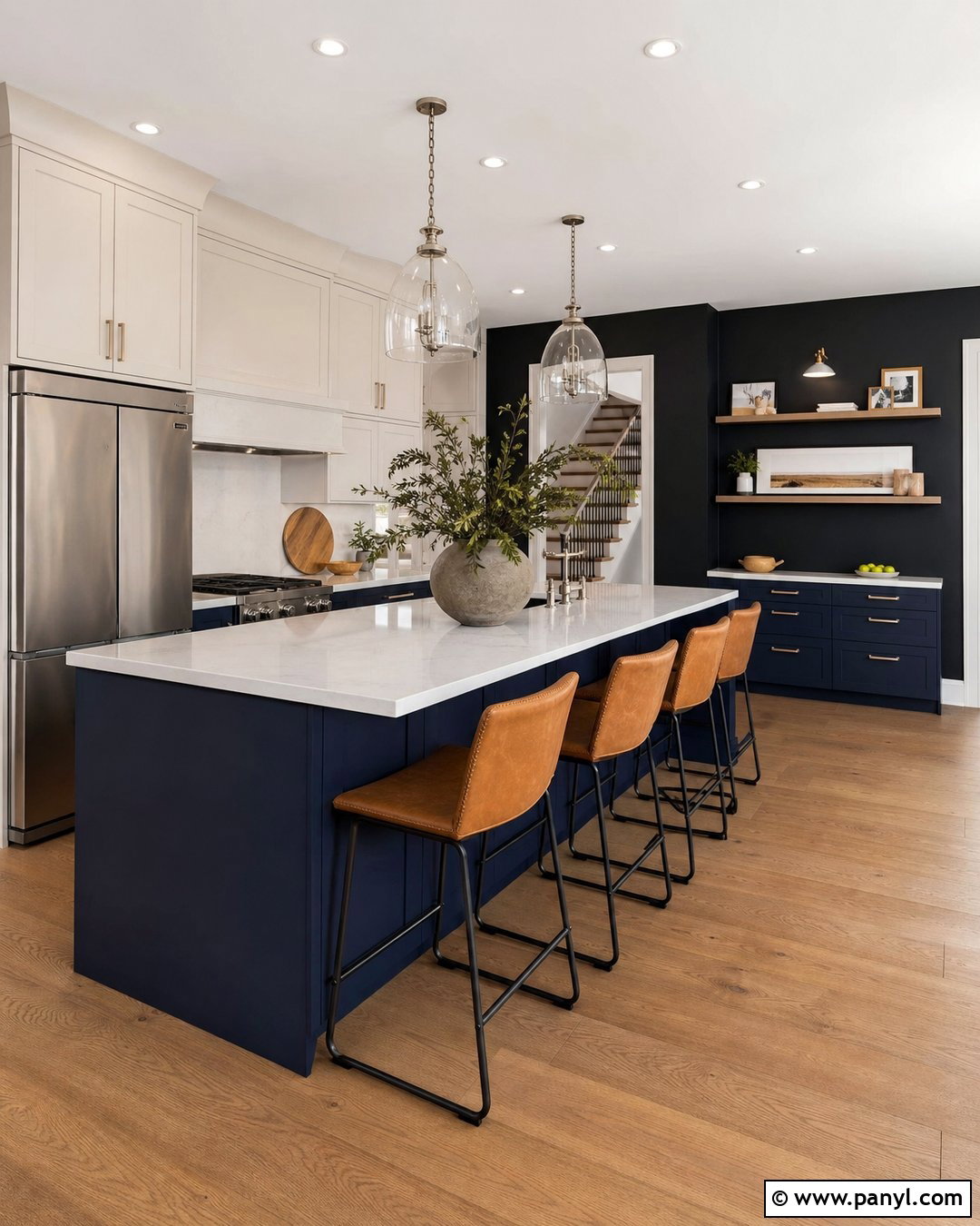 Black Accent Wall With Navy Cabinets - 30 black accent wall kitchen ideas