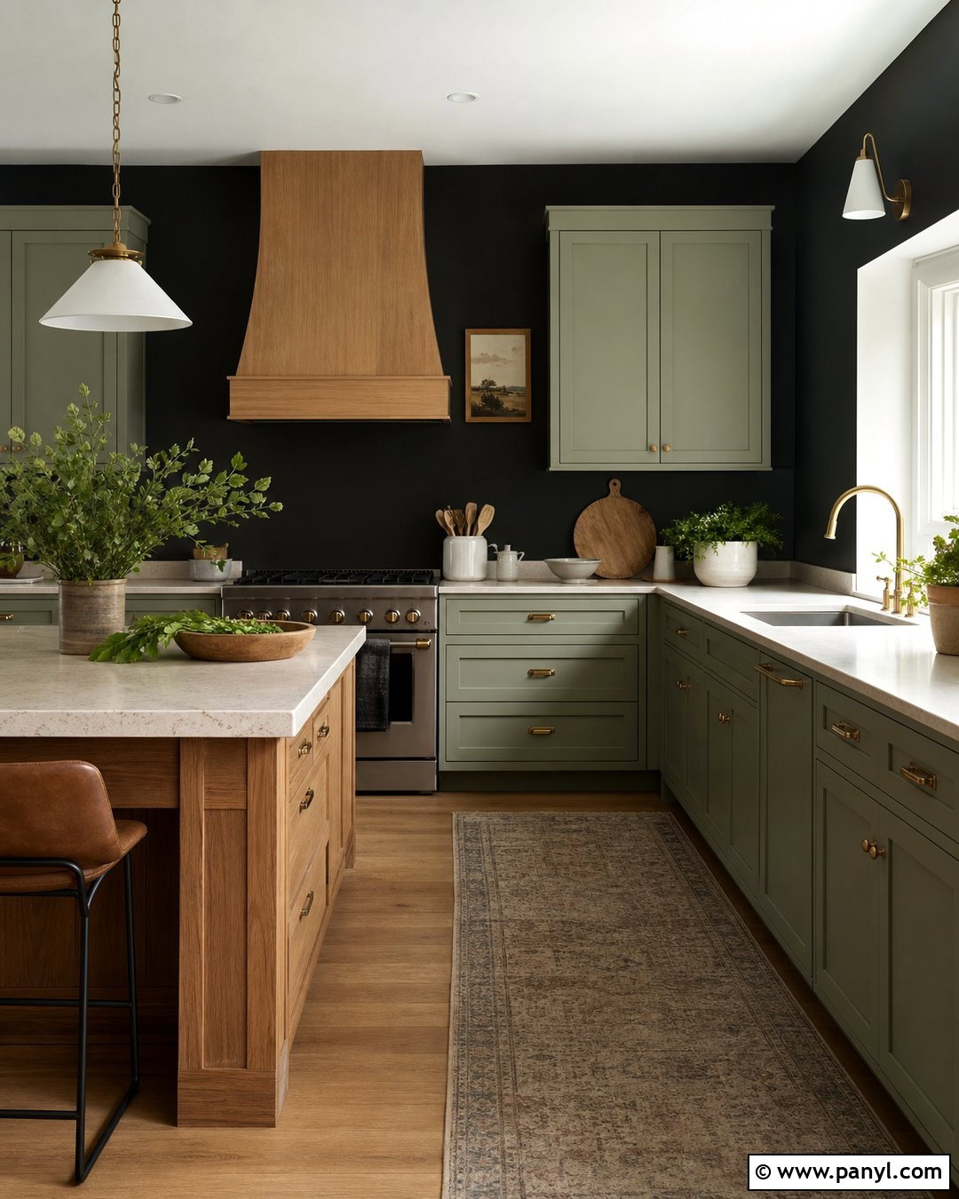 Black Accent Wall With Sage Green Cabinets - 30 black accent wall kitchen ideas