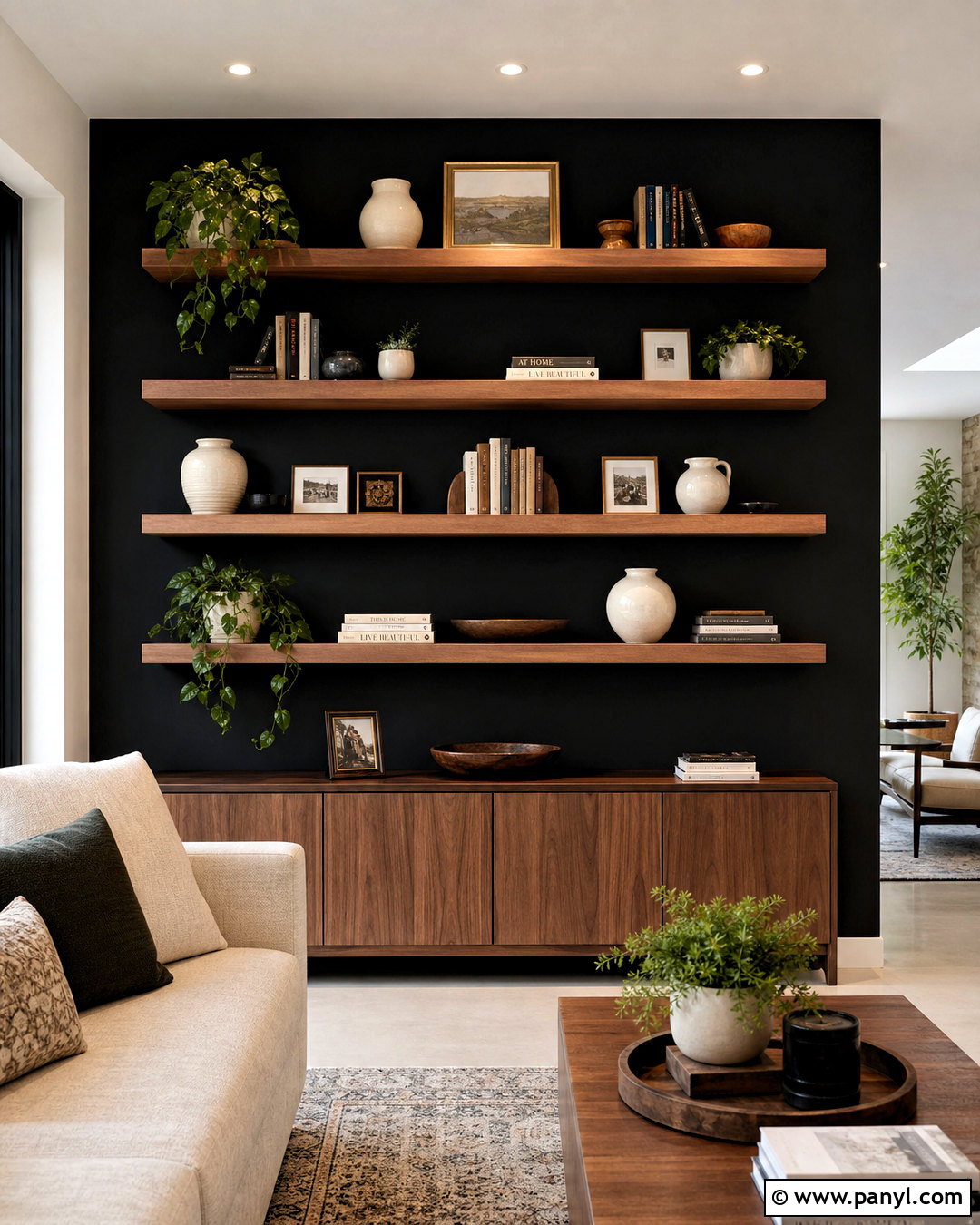 Black Accent Wall With Shelves - 20 black accent wall ideas
