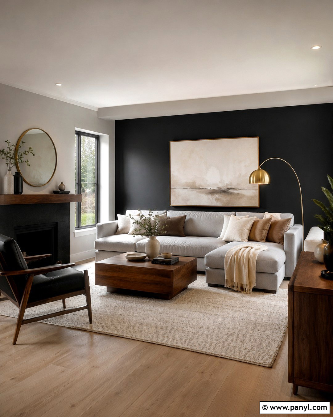 Black Accent Wall With Soft Grey Walls - 20 Black And Grey Wall Paint Ideas