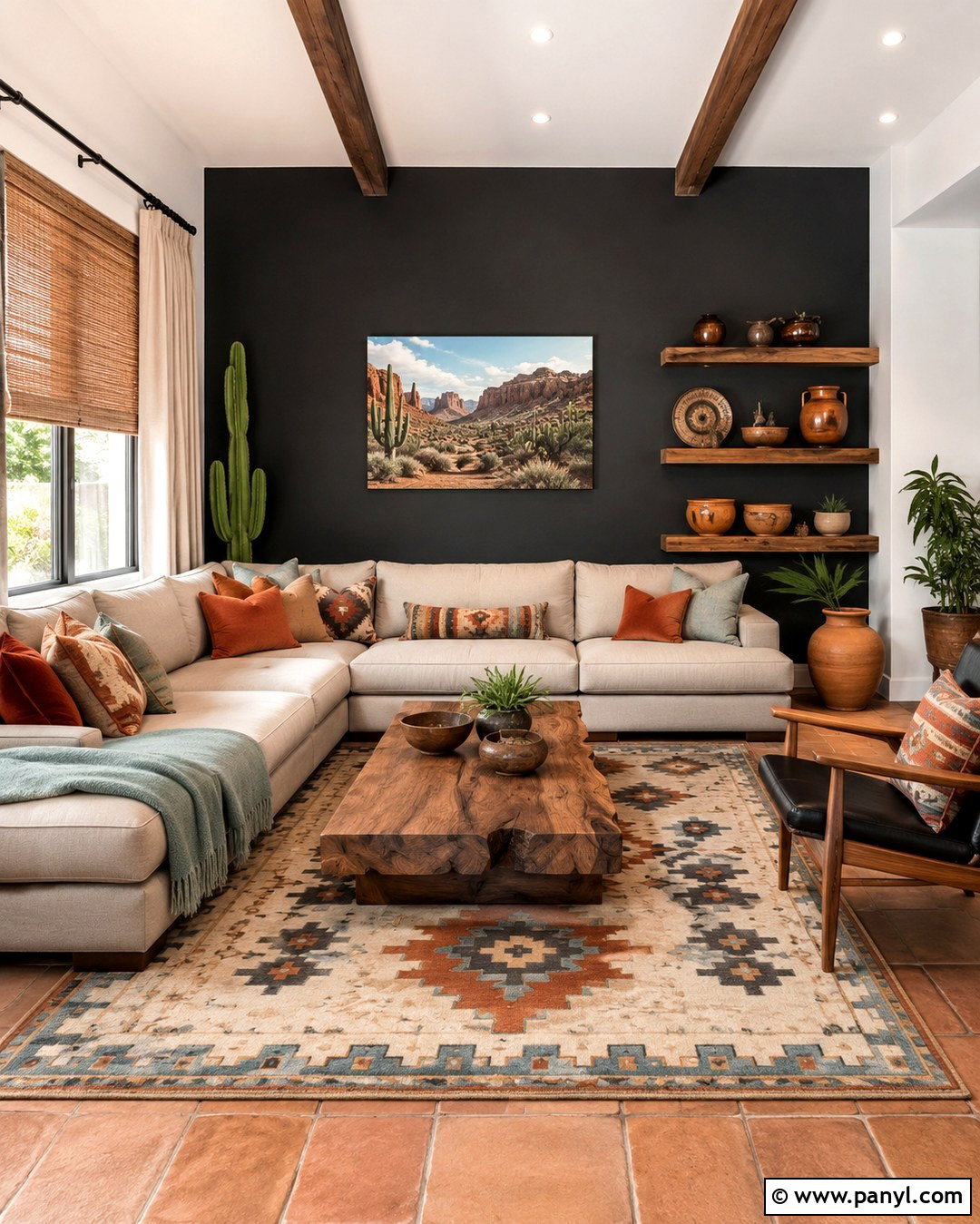 Black Accent Wall With Southwestern Colors - 20 Black Accent Wall Living Room Western Ideas