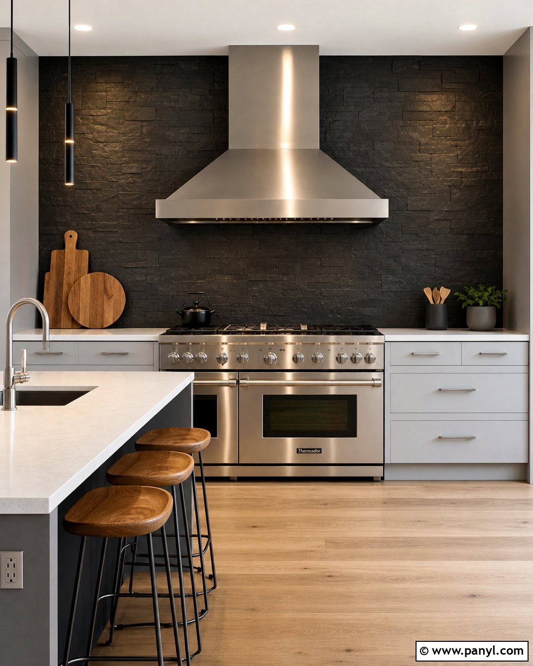 Black Accent Wall With Stainless Steel - 30 black accent wall kitchen ideas