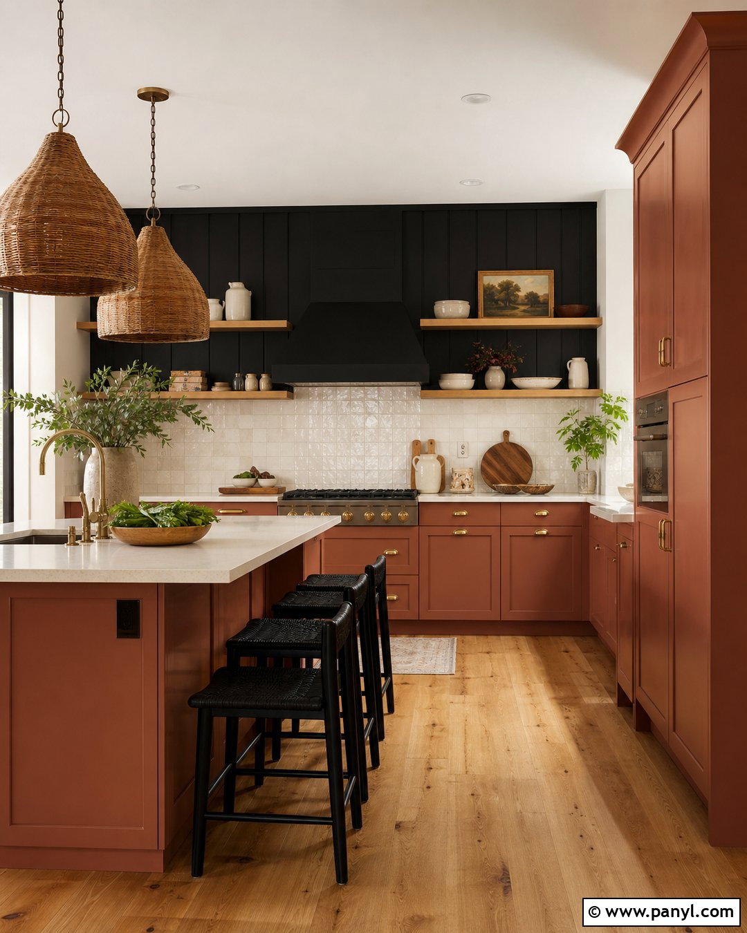 Black Accent Wall With Terracotta Cabinets - 30 black accent wall kitchen ideas