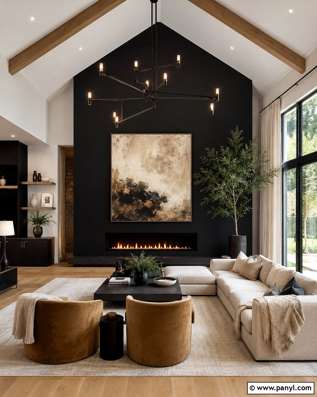 Black Accent Wall With Vaulted Ceiling - 20 Black Accent Wall Family Room Ideas
