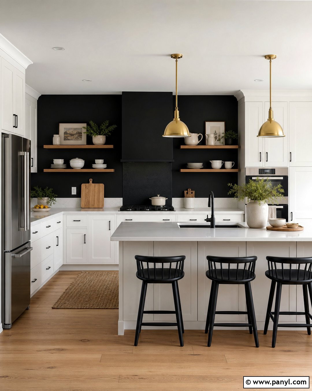 Black Accent Wall With White Cabinets - 30 black accent wall kitchen ideas