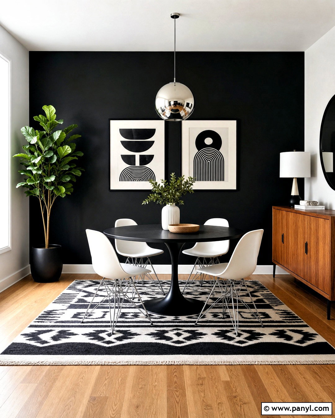 Black Accent Wall With White Dining Chairs - 20 black accent wall dining room ideas