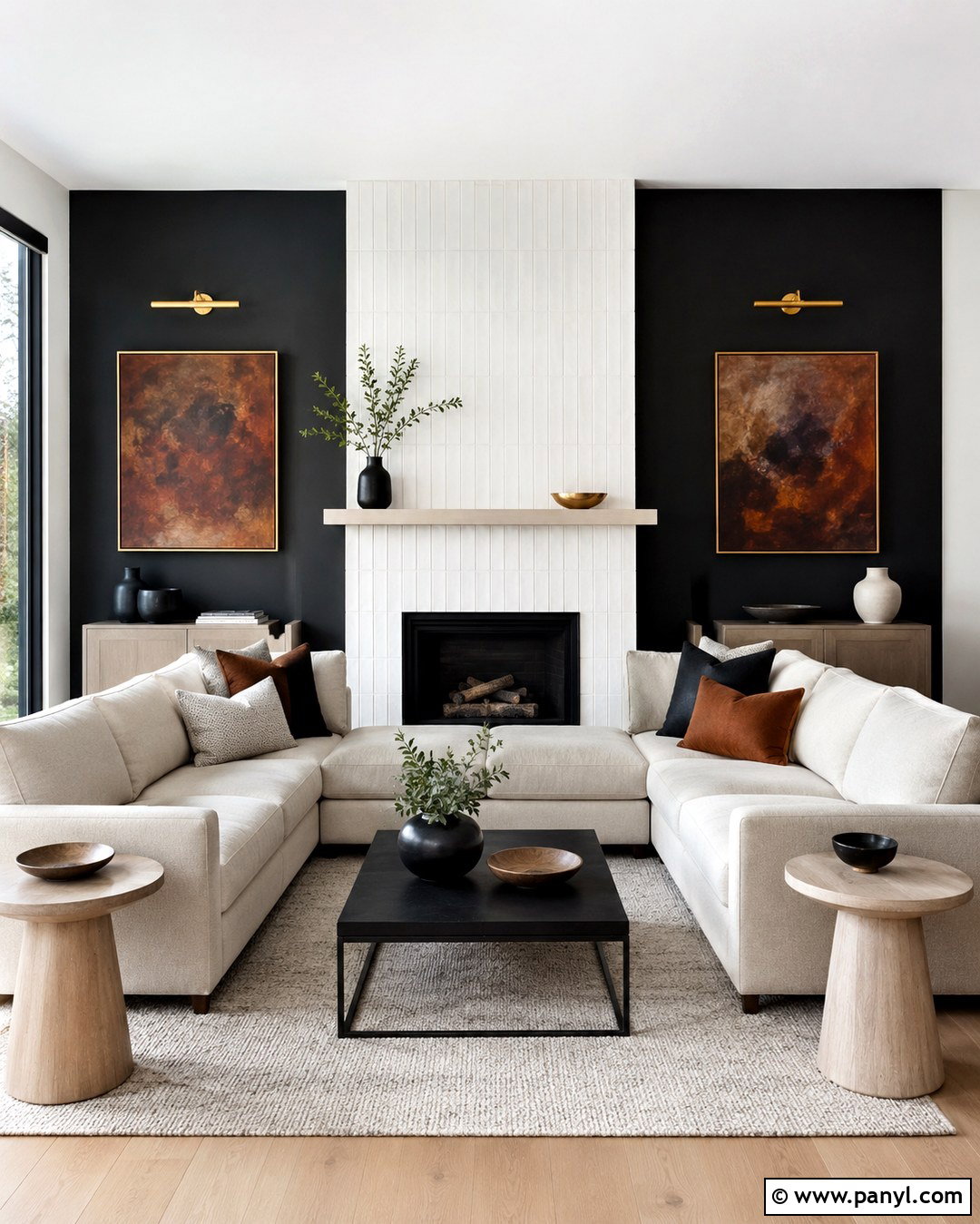 Black Accent Wall With White Tile Fireplace - 20 Black Accent Wall White Fireplace Ideas