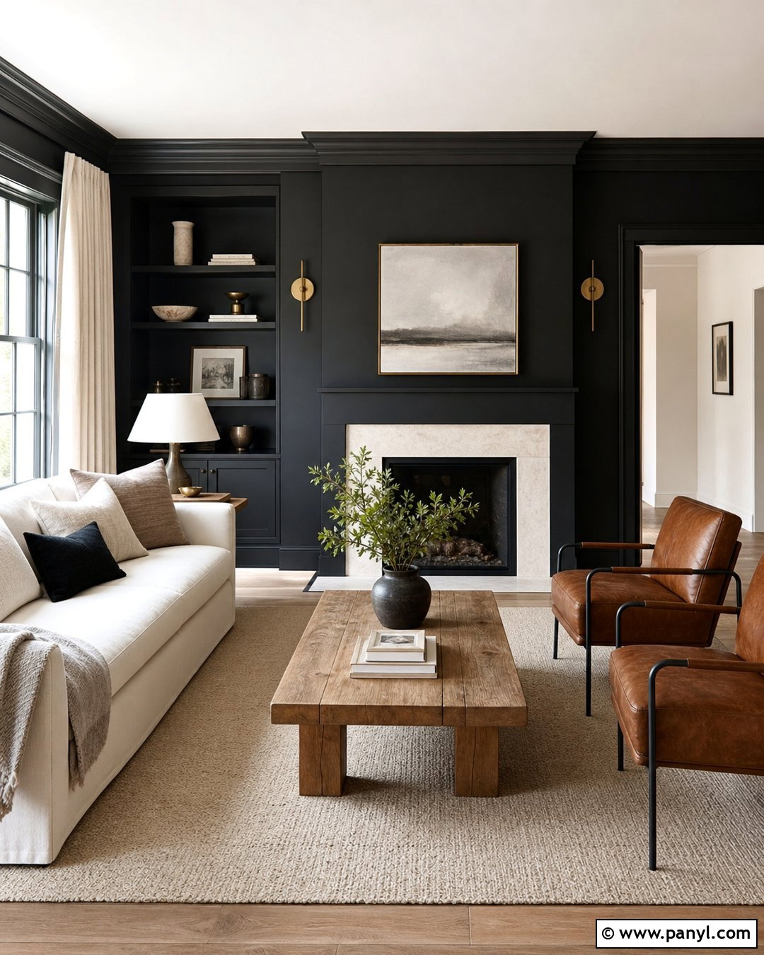 Black Accent Wall With Window And Fireplace - 25 Black Accent Wall With Windows