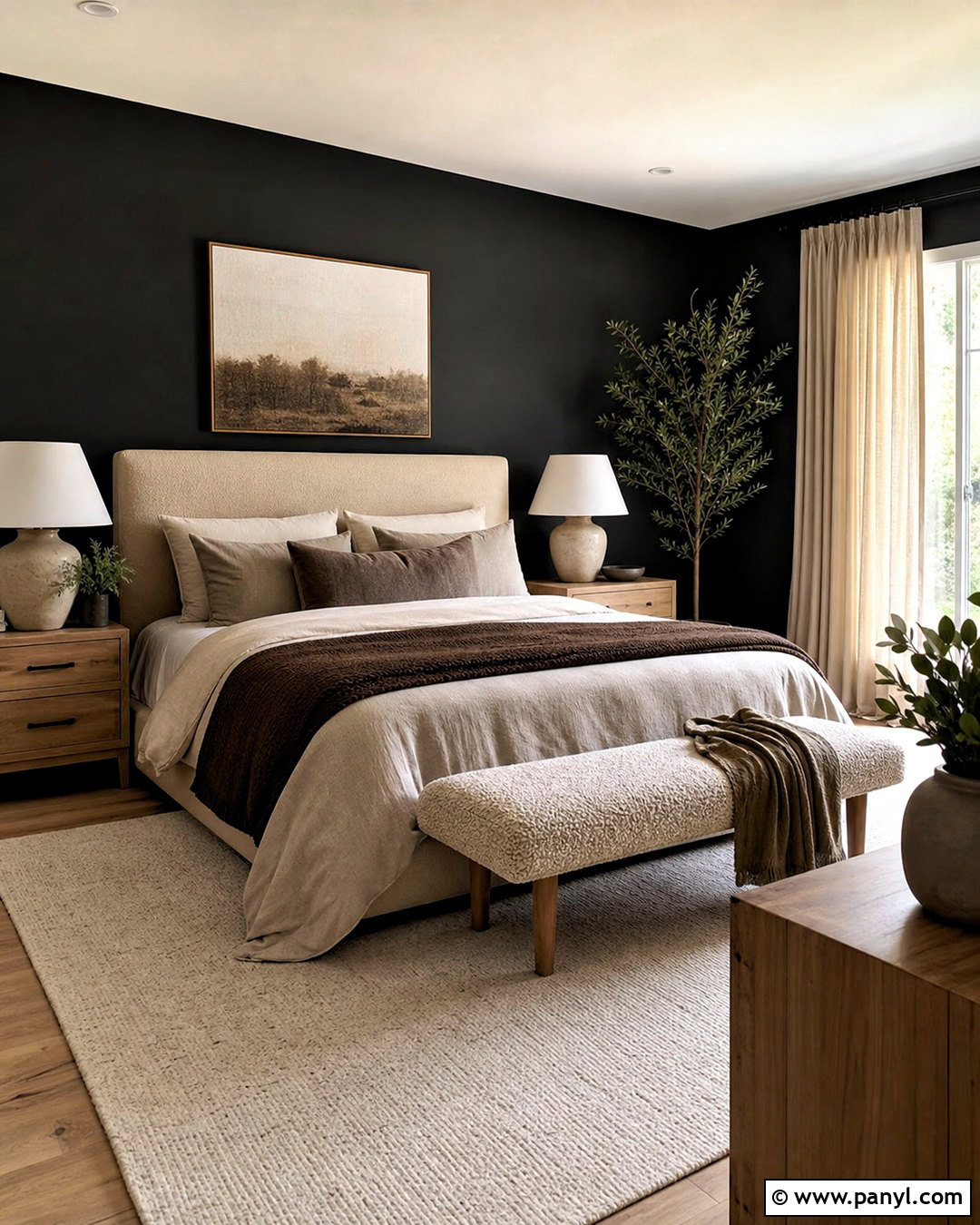 Black And Beige Bedroom - 20 black painted bedroom ideas