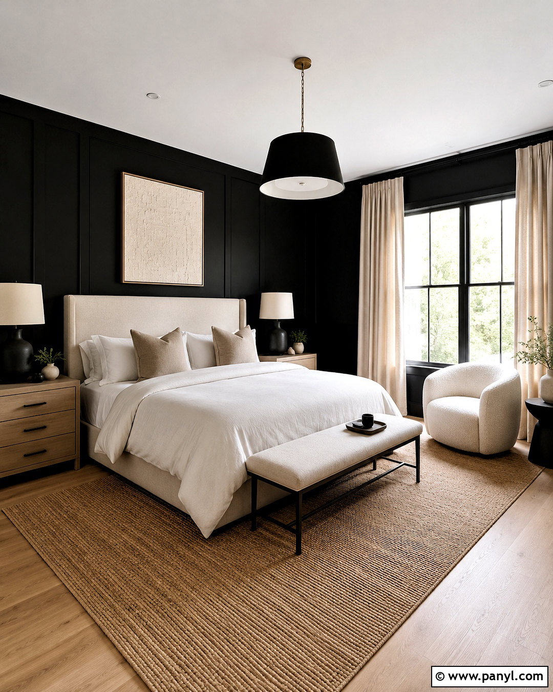 Black And Beige Bedroom - 20 black walls bedroom ideas