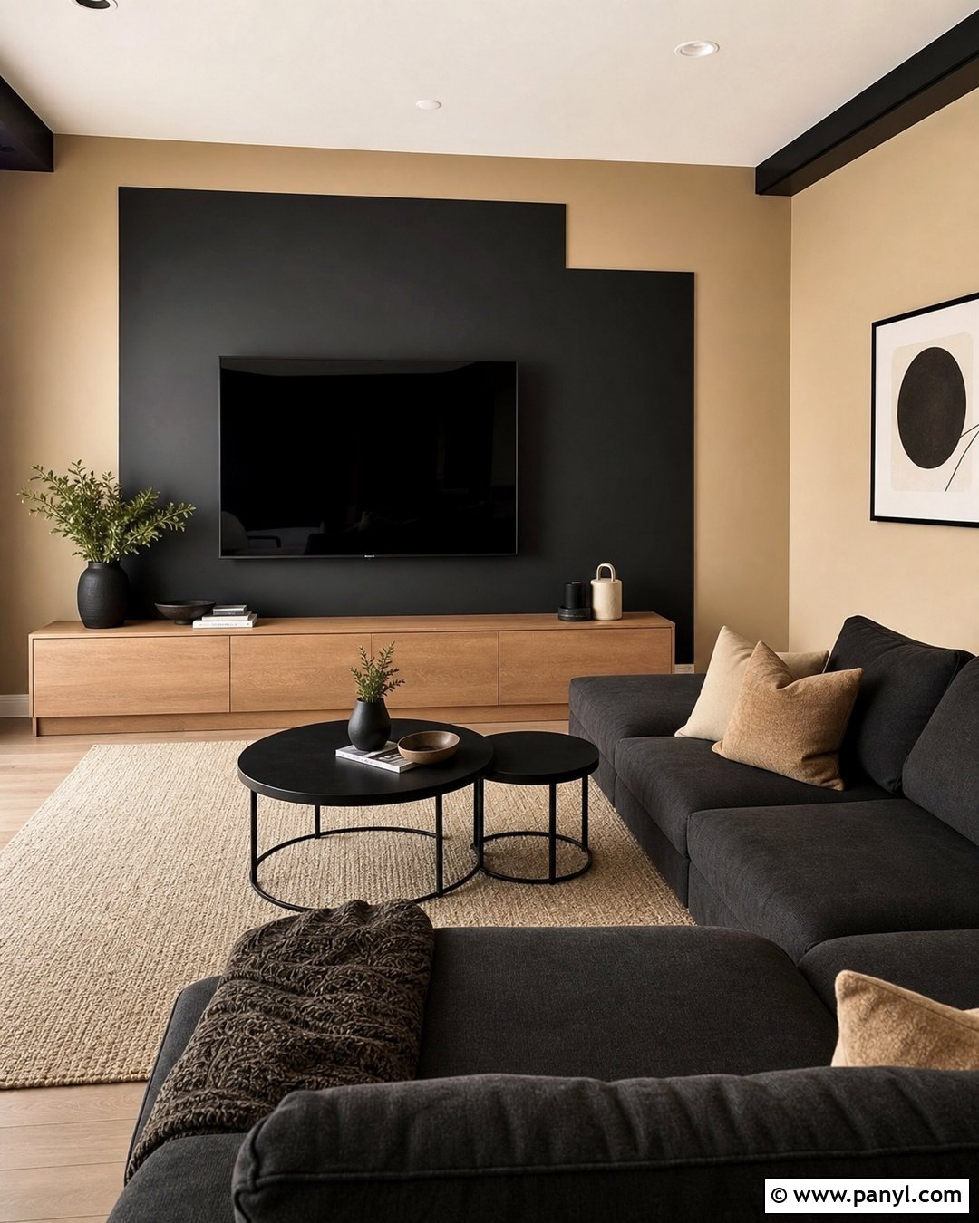 Black And Beige Geometric Two Tone Walls - 45 two tone walls