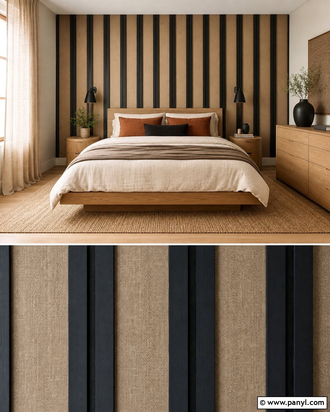 Black And Beige Striped Bedroom - 25 Black Striped Wall Ideas