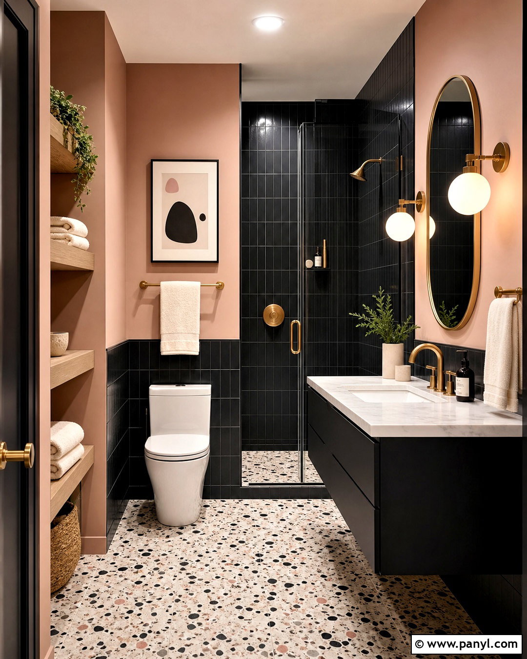 Black And Blush Bathroom - 20 small black bathroom ideas