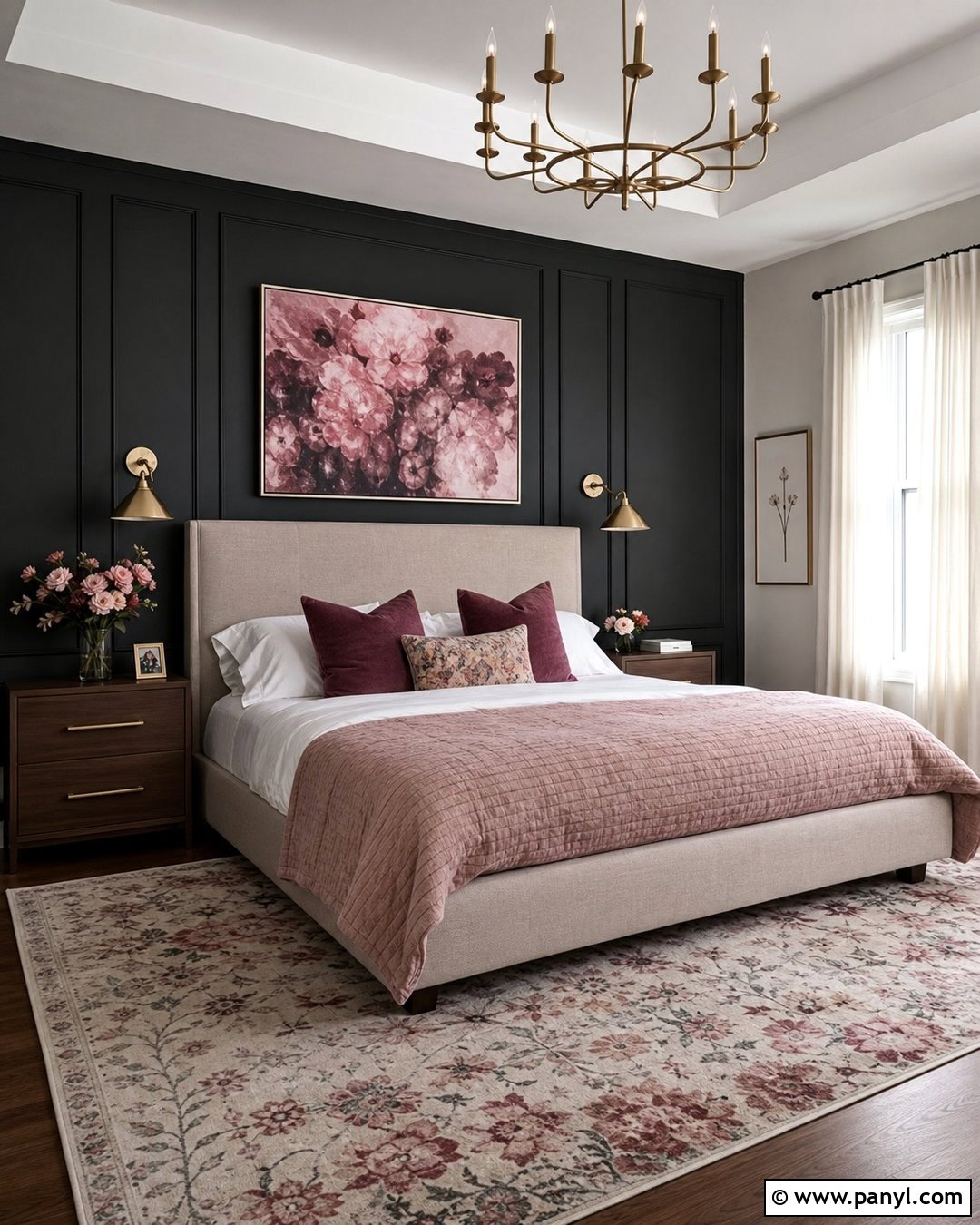 Black And Blush Pink Bedroom - 35 black feature wall bedroom ideas