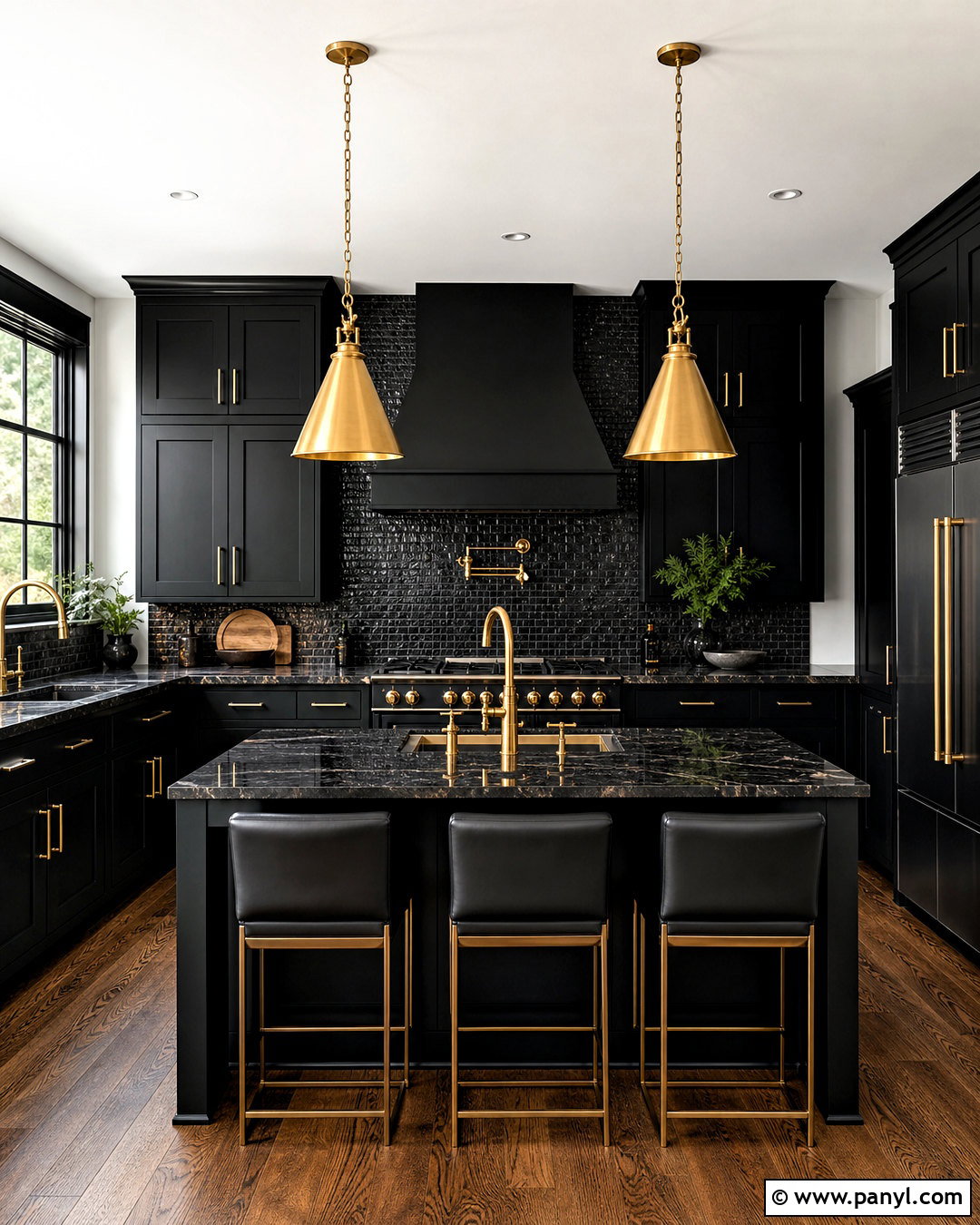 Black And Brass Kitchen - 20 all black kitchen ideas