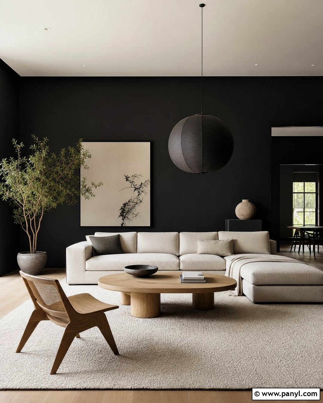 Black And Cream Japandi Room - 35 black painted room ideas