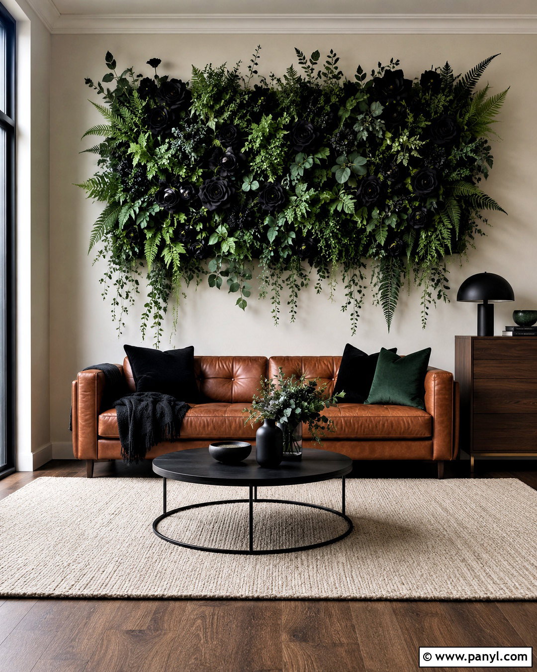 Black And Emerald Flower Wall - 20 black flower wall ideas