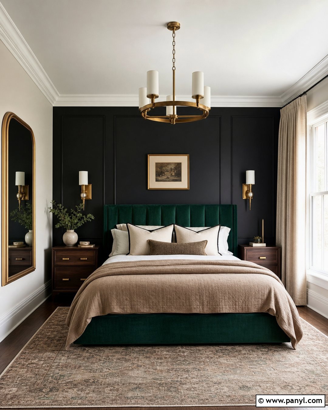 Black And Emerald Green Bedroom - 35 black feature wall bedroom ideas